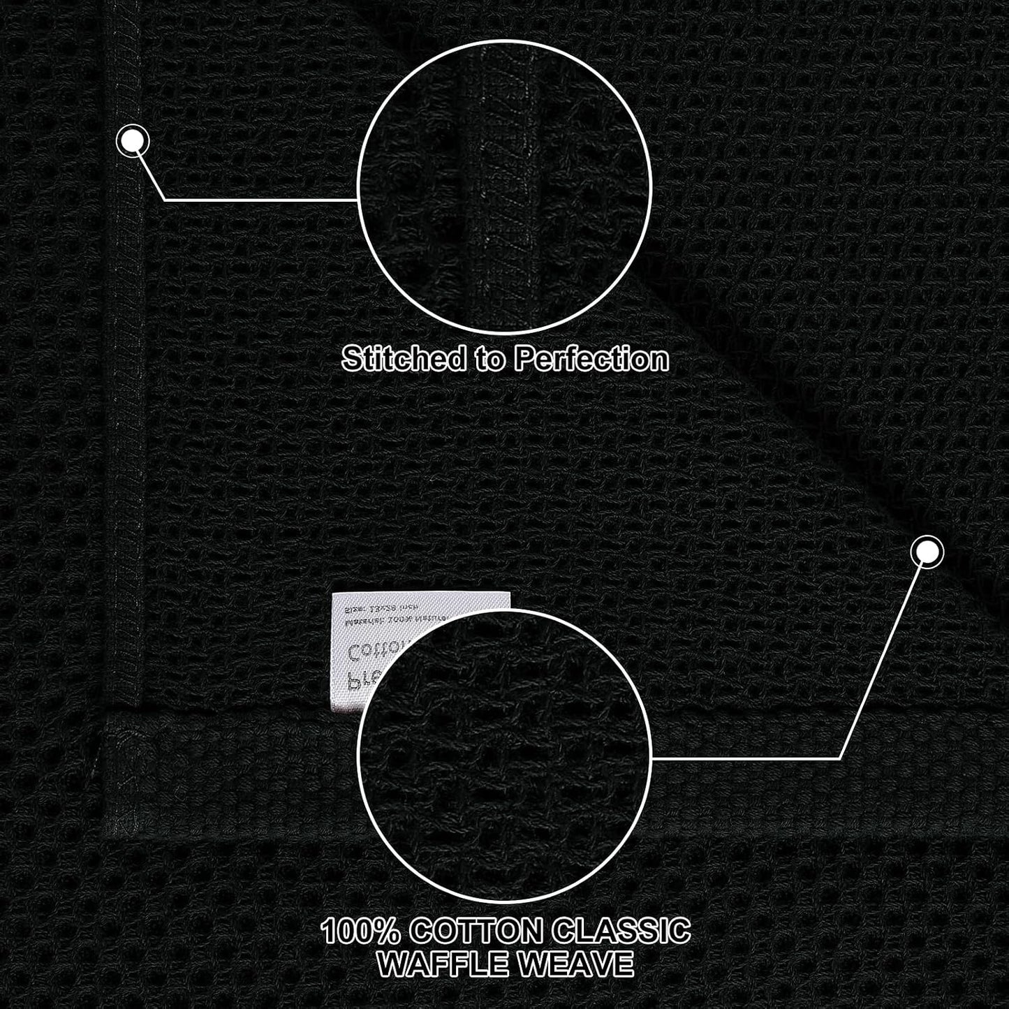 Homaxy 12 Pack 100% Cotton Kitchen Towels and Dishcloths Set, Black | 12 x 12 Inches and 13 x 28 Inches Kitchen Towels