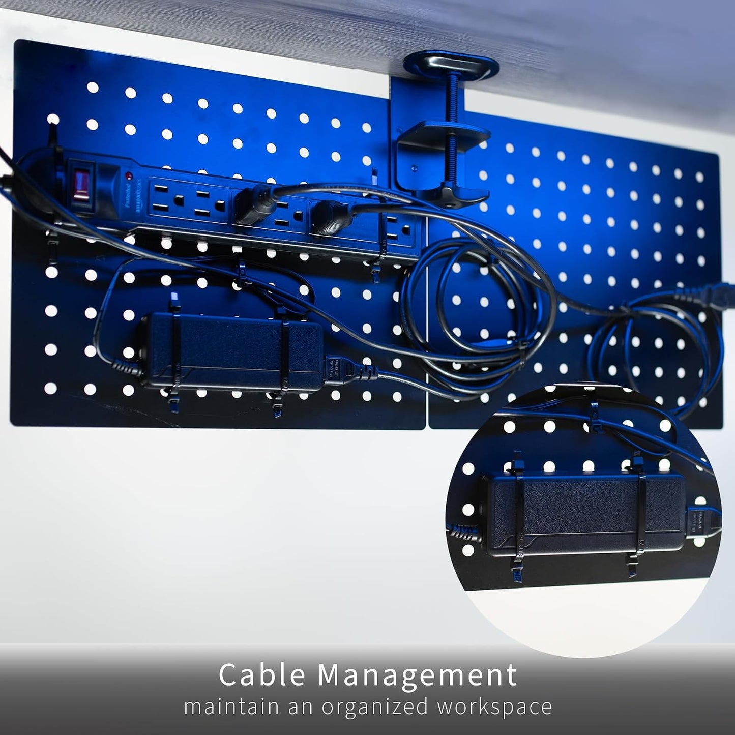 VIVO White Clamp-on 20 x 24 inch Desk Pegboard, PP-DK24W | Steel Privacy Panel, Magnetic Peg Board, Office Accessory