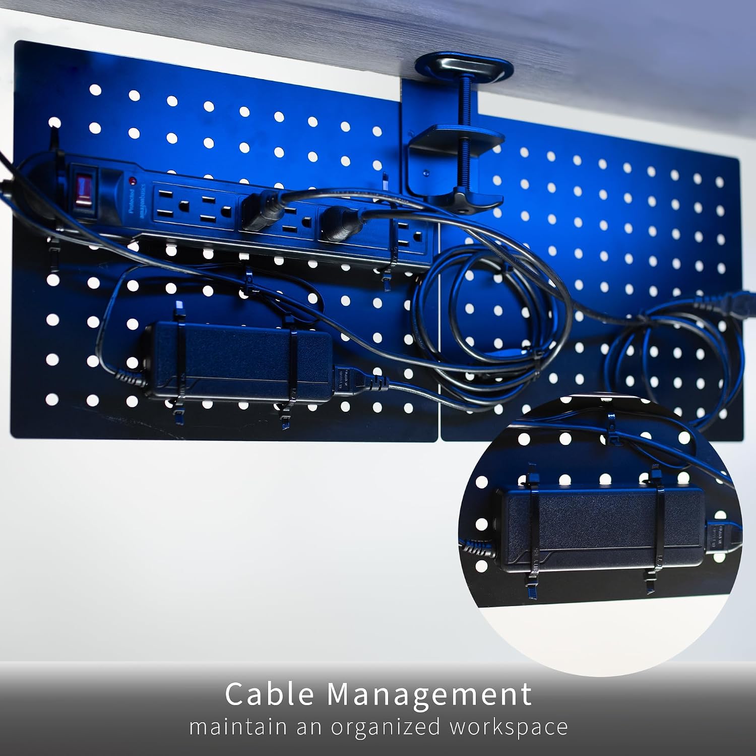VIVO White Clamp-on 20 x 24 inch Desk Pegboard, PP-DK24W | Steel Privacy Panel, Magnetic Peg Board, Office Accessory