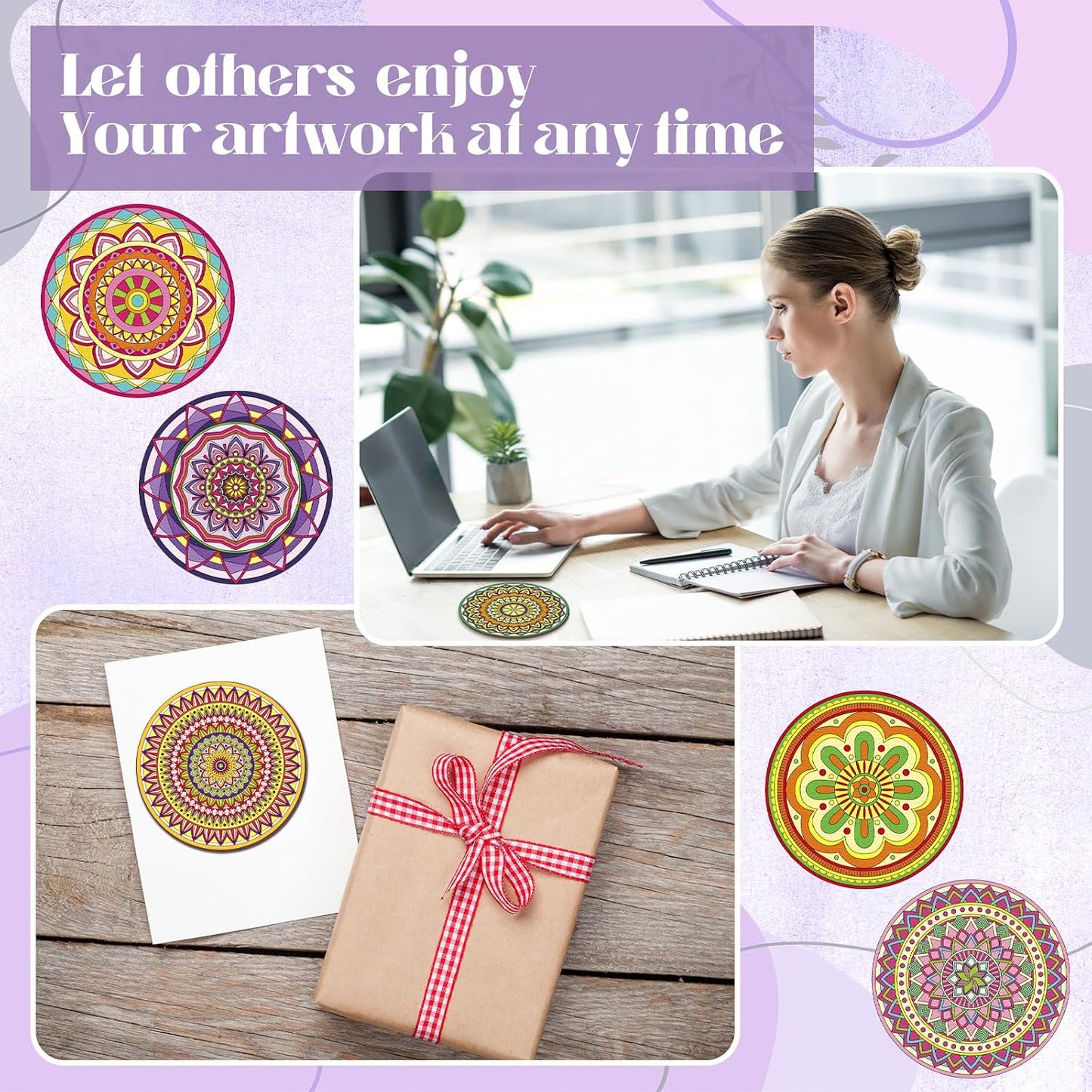Holder & Markers Boho DIY / Mandalas / 4 Inch / Set of 77