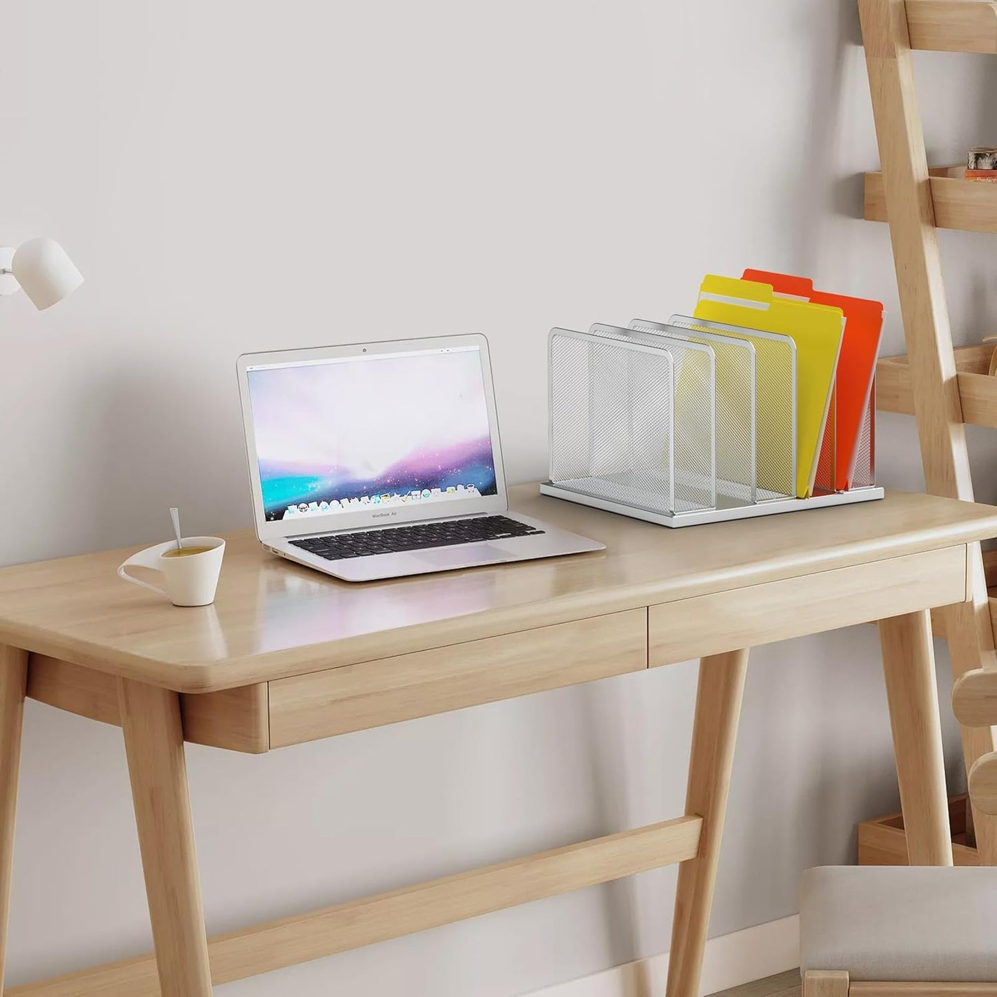 Kuntine.B Desk File Organizer Upright Mesh Desktop Organizer File Sorter Office Organization File Holder for Home