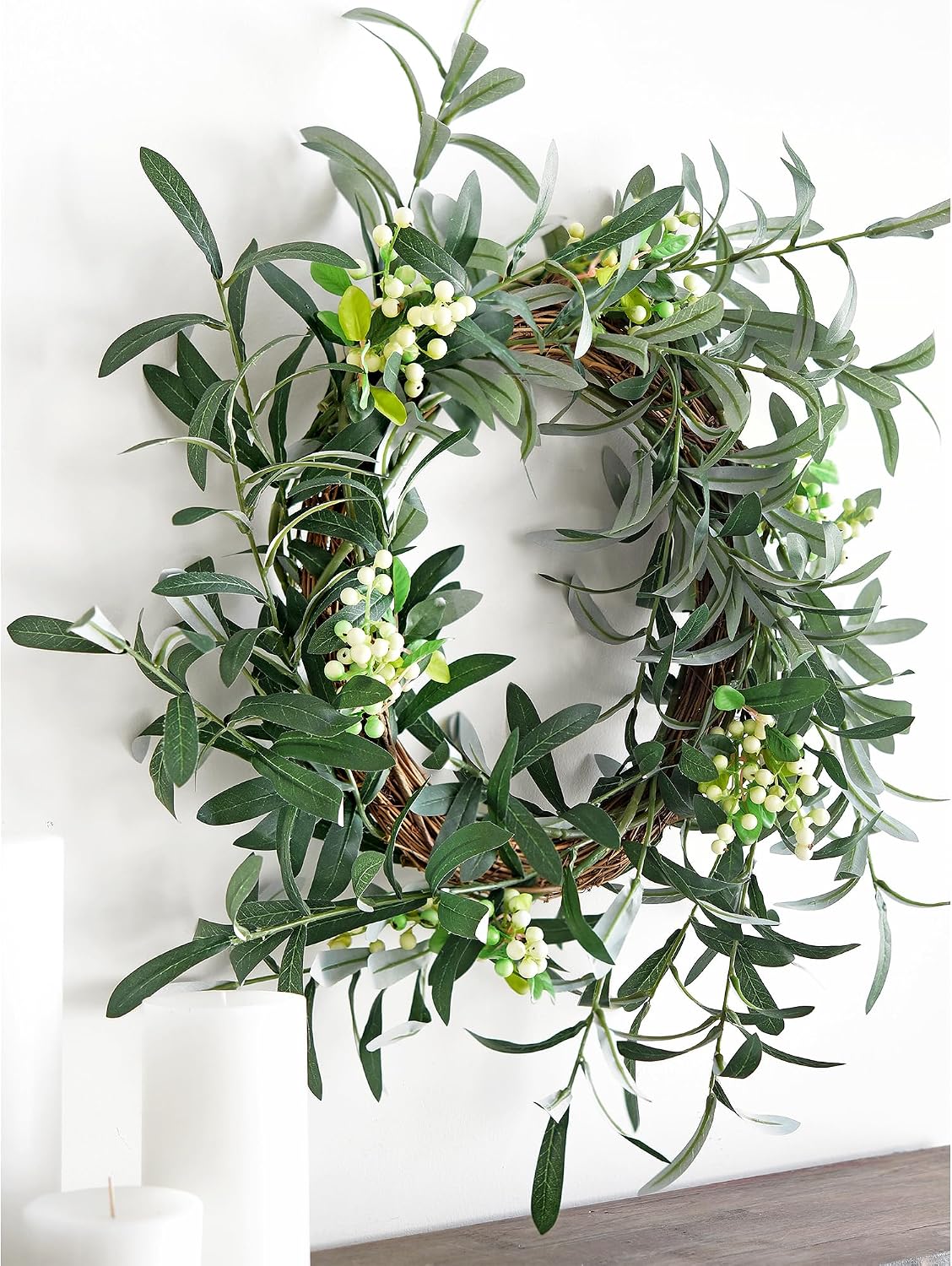 Artificial Olive Branches / Olive Leaves 6 Stems / Gray / 30 Inch