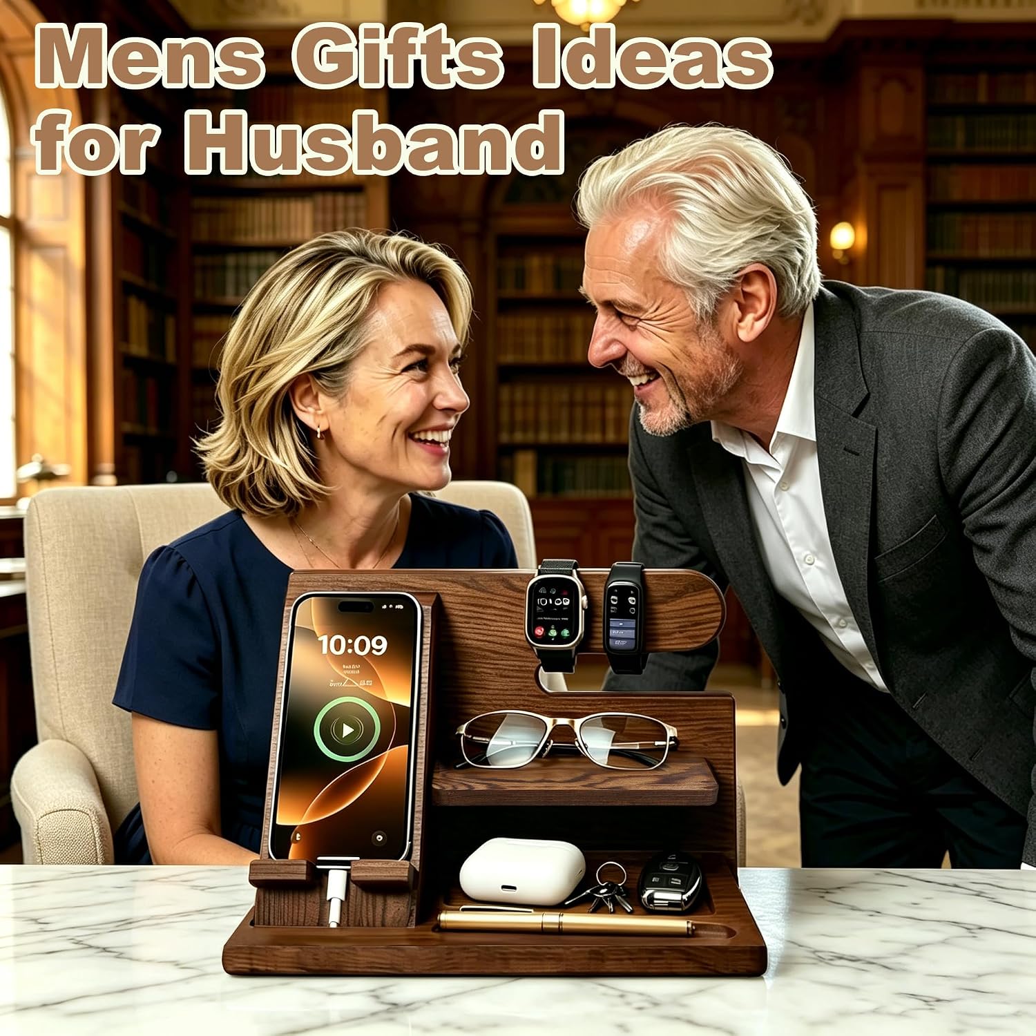 Gifts for Men Wood Phone Docking Station Birthday Gift for Men Valentines Day Gifts Father Gift for Him Boyfriend
