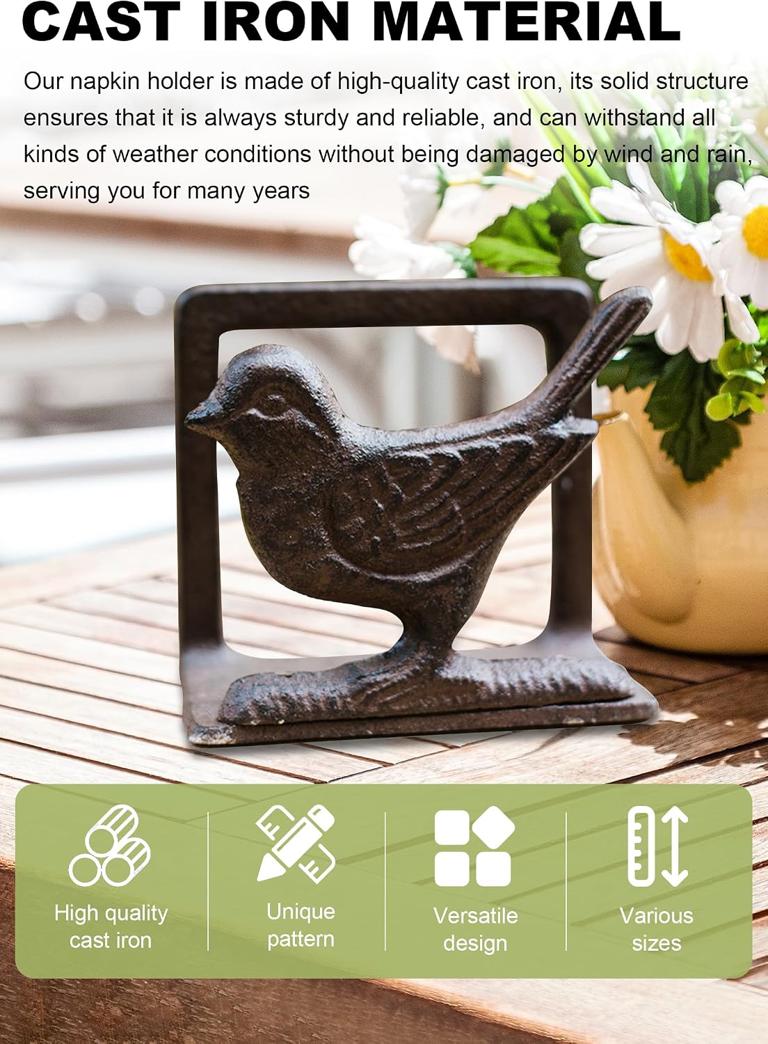 Exquisite Vintage Cast Iron Napkin Holder / Birdie
