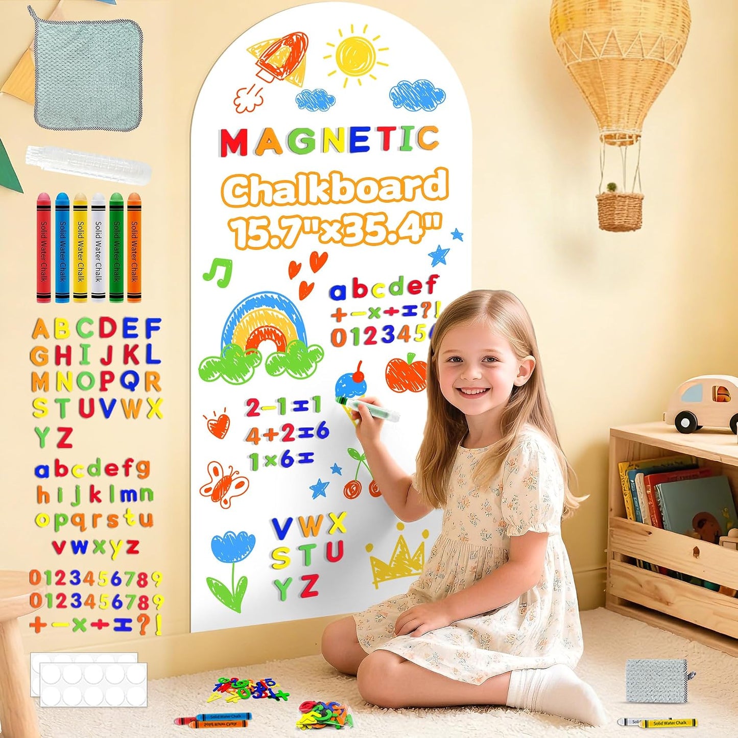 Arch Magnet Wall Decal for Kids Magnetic Board / White / 15.7 x 39.4