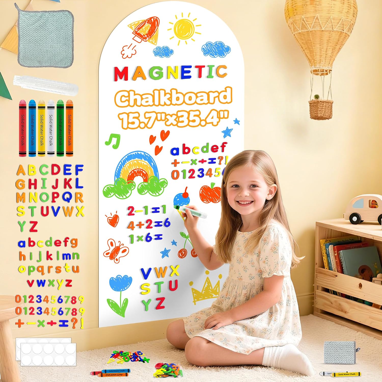 Arch Magnet Wall Decal for Kids Magnetic Board / White / 15.7 x 39.4