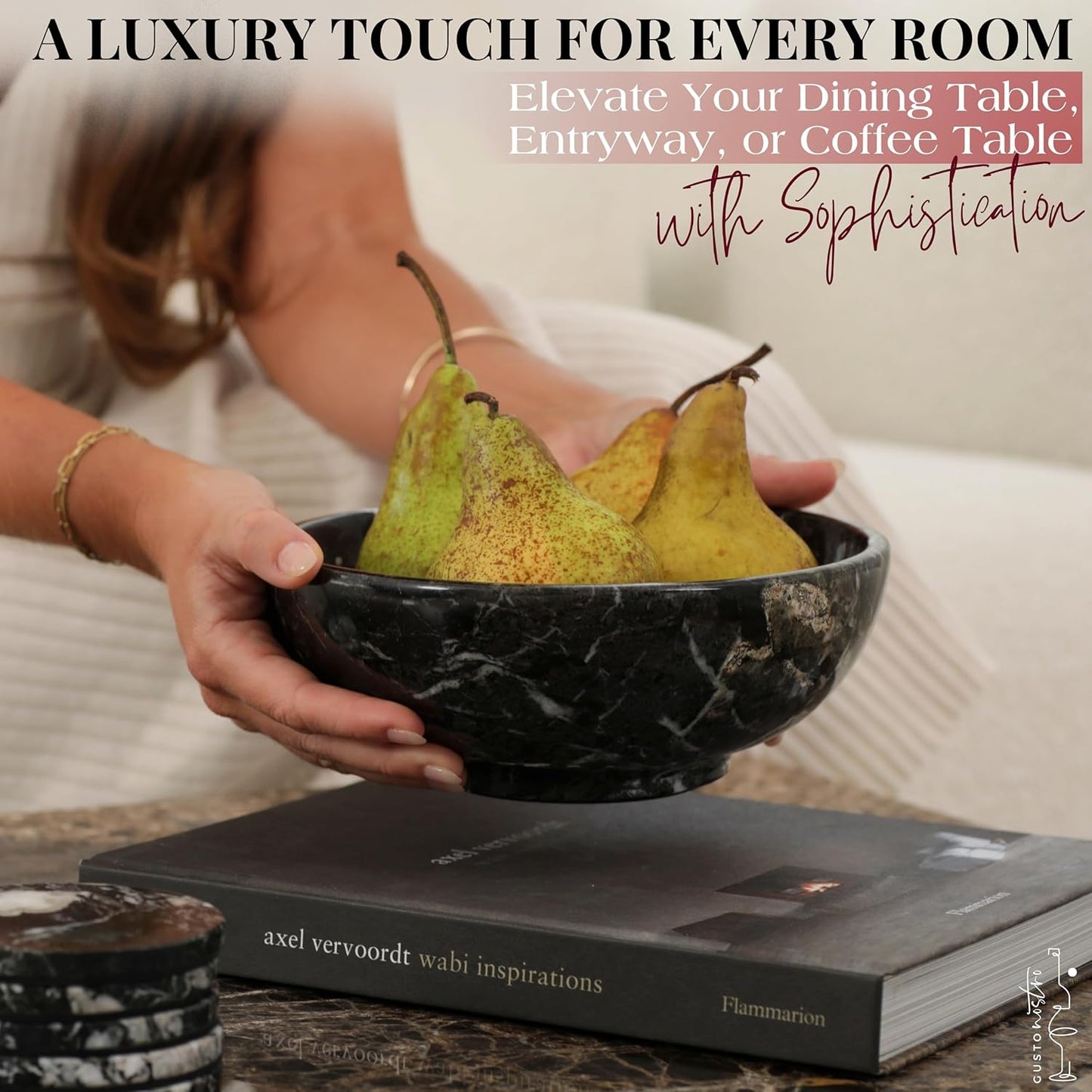 Elegant Modern Fruit Bowl / Black Zebra