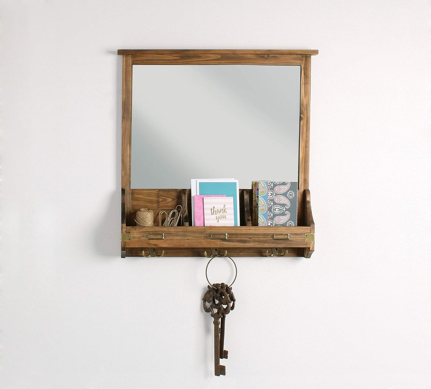 Stallard Decorative Rustic Wood Home Organizer / 24 x 24 / Rustic Brown