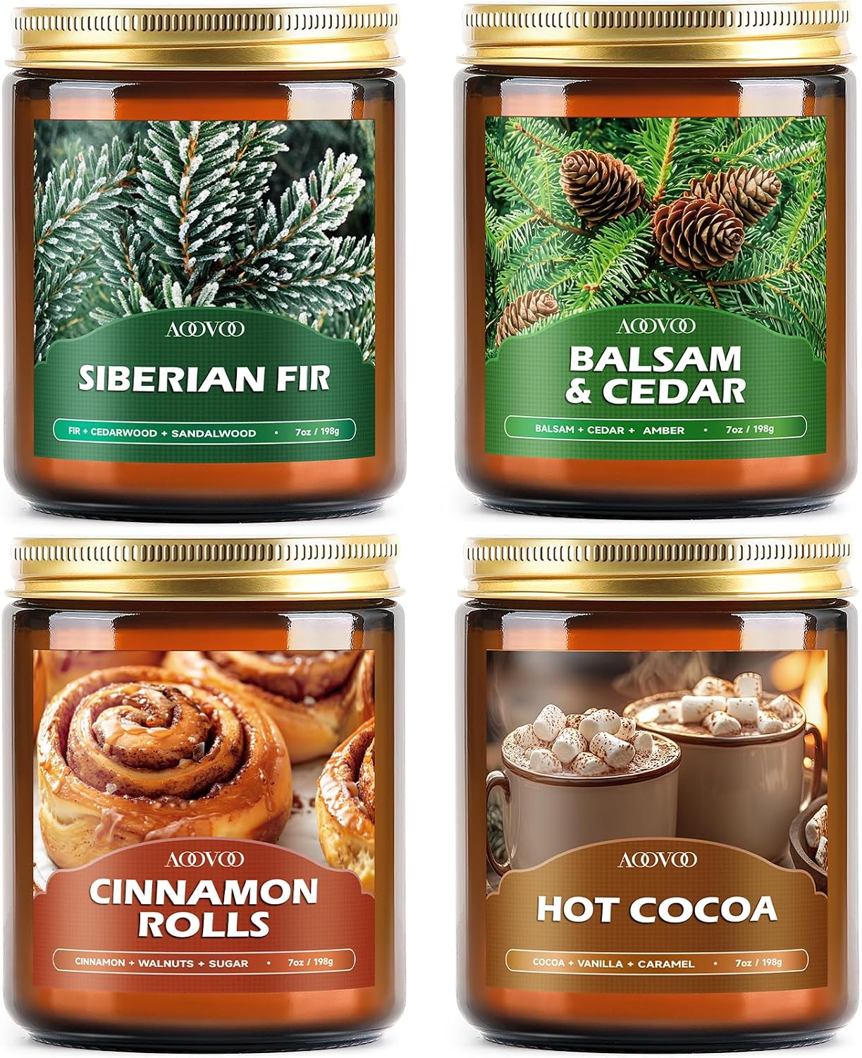 AOOVOO Winter Candles Set - 4 Pack Candles for Home Scented, 28 oz Soy Wax