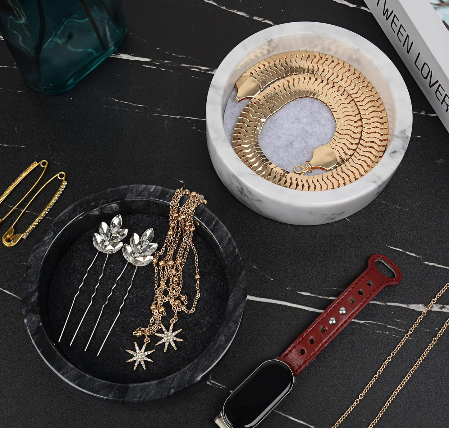 Small Round Marble Tray / Black / 4.8 Inch
