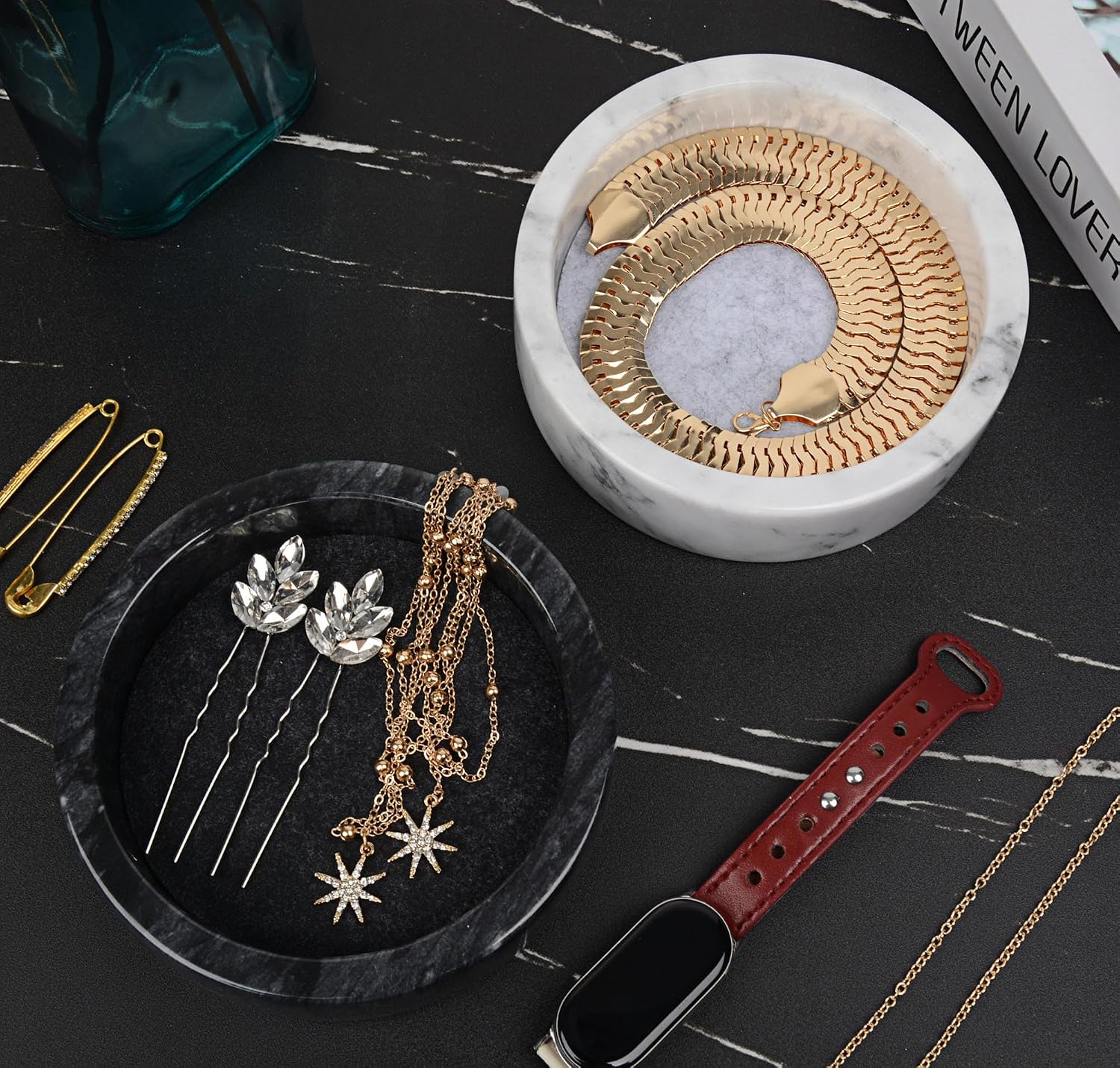 Small Round Marble Tray / Black / 4.8 Inch