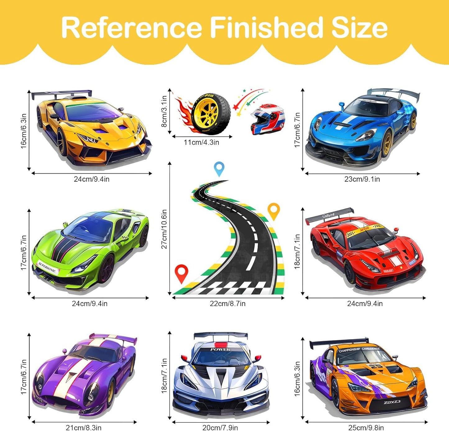 Racing Car Wall Decals Roads Vehicles Wall Stickers Vinyl Peel and Stick Art Decor for Boys Bedroom