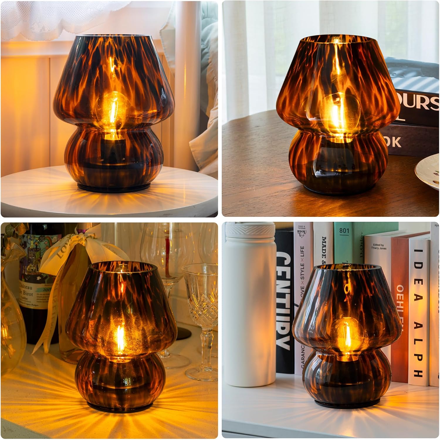 Vintage Small Table Lamp / Amber