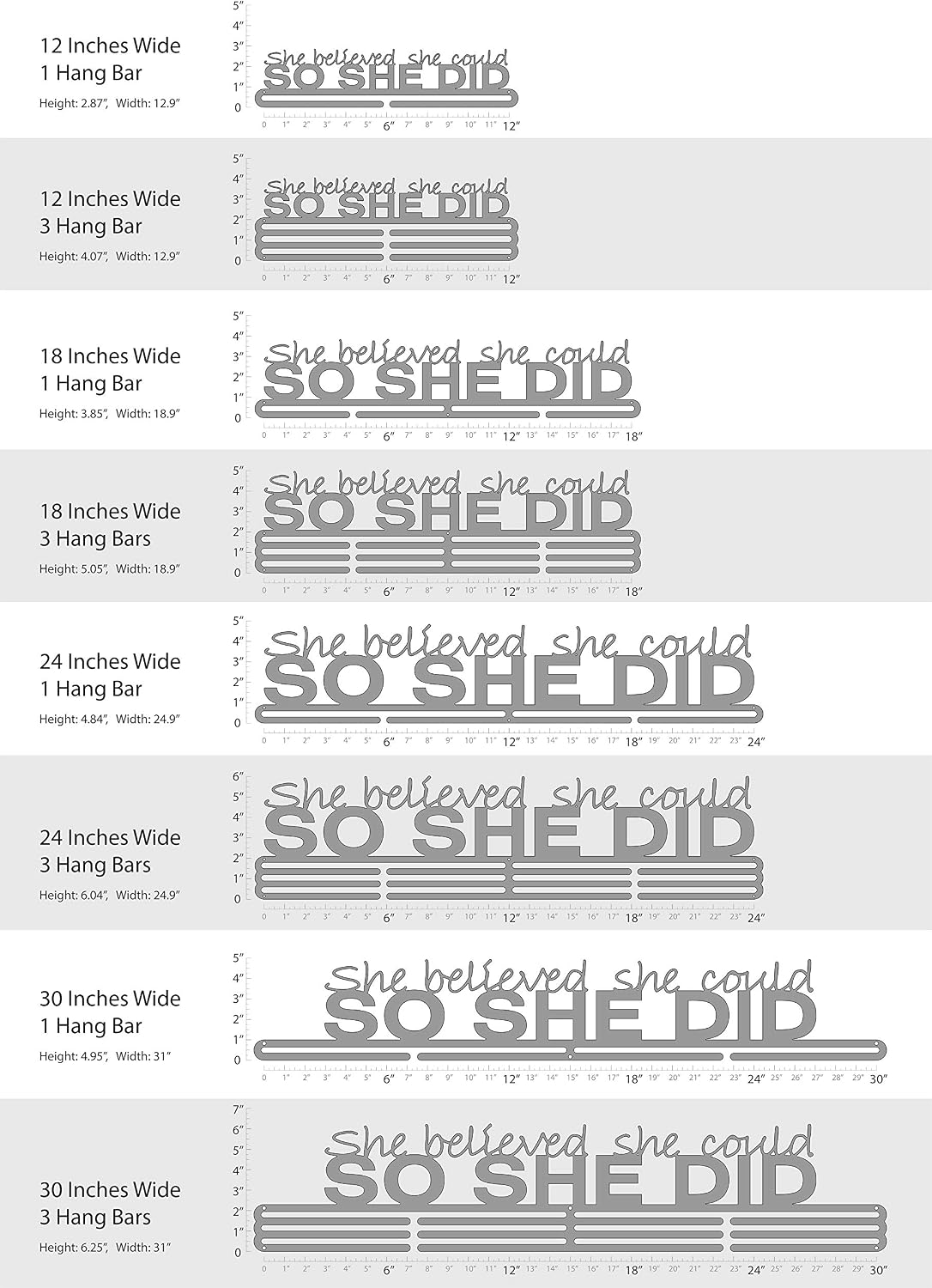Allied Medal Hangers - She Believed She Could So She Did (Text Only): Awards Display Rack Holder - Multiple Size