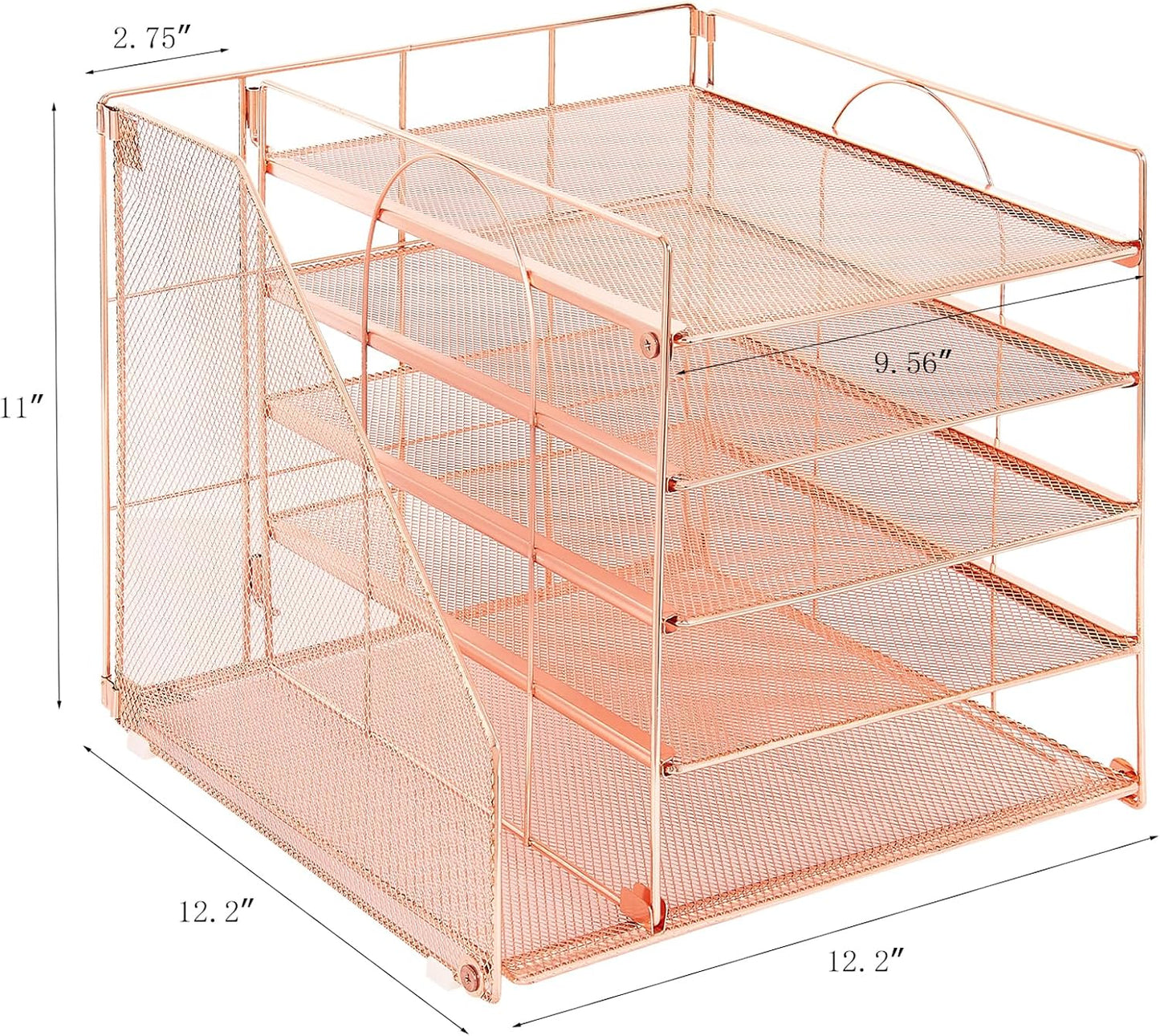 LEKETREE Desk Organizers and Accessories, 5-Tier Paper Letter Tray Organizer with File Holder, Desktop Organizer for