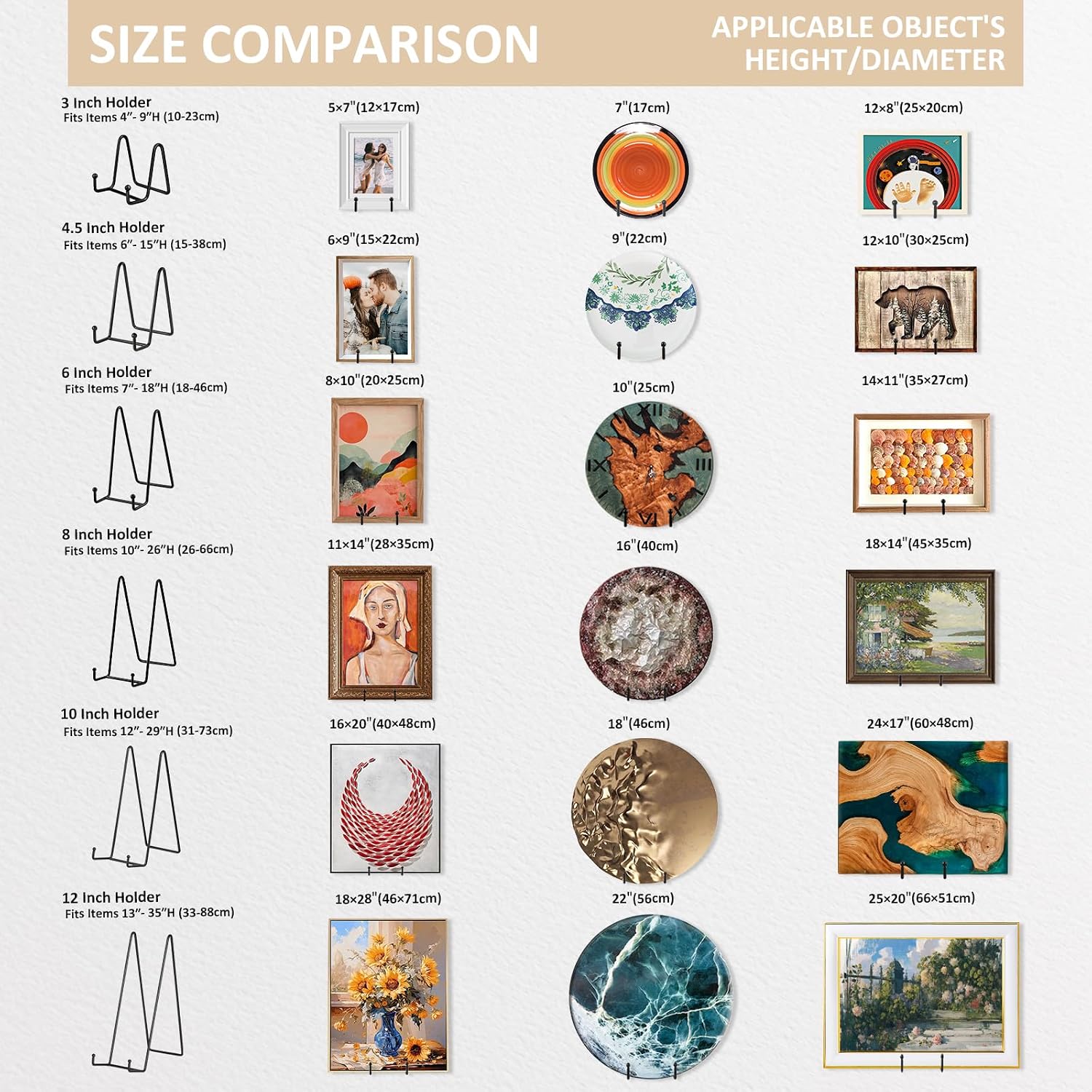 Decorative Plate Stand Holder Picture Frame Stand Easel Display Stand / 6 Inch / Set of 4