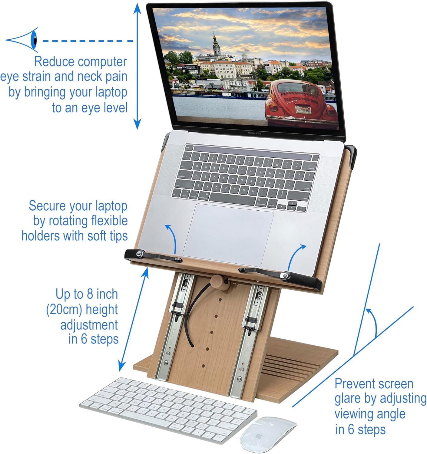 BS2500PRO XL Super Heavy Duty 15.4x10.5 Portable Height Adjustable Foldable Eye Level Bookstand Holder for Reading