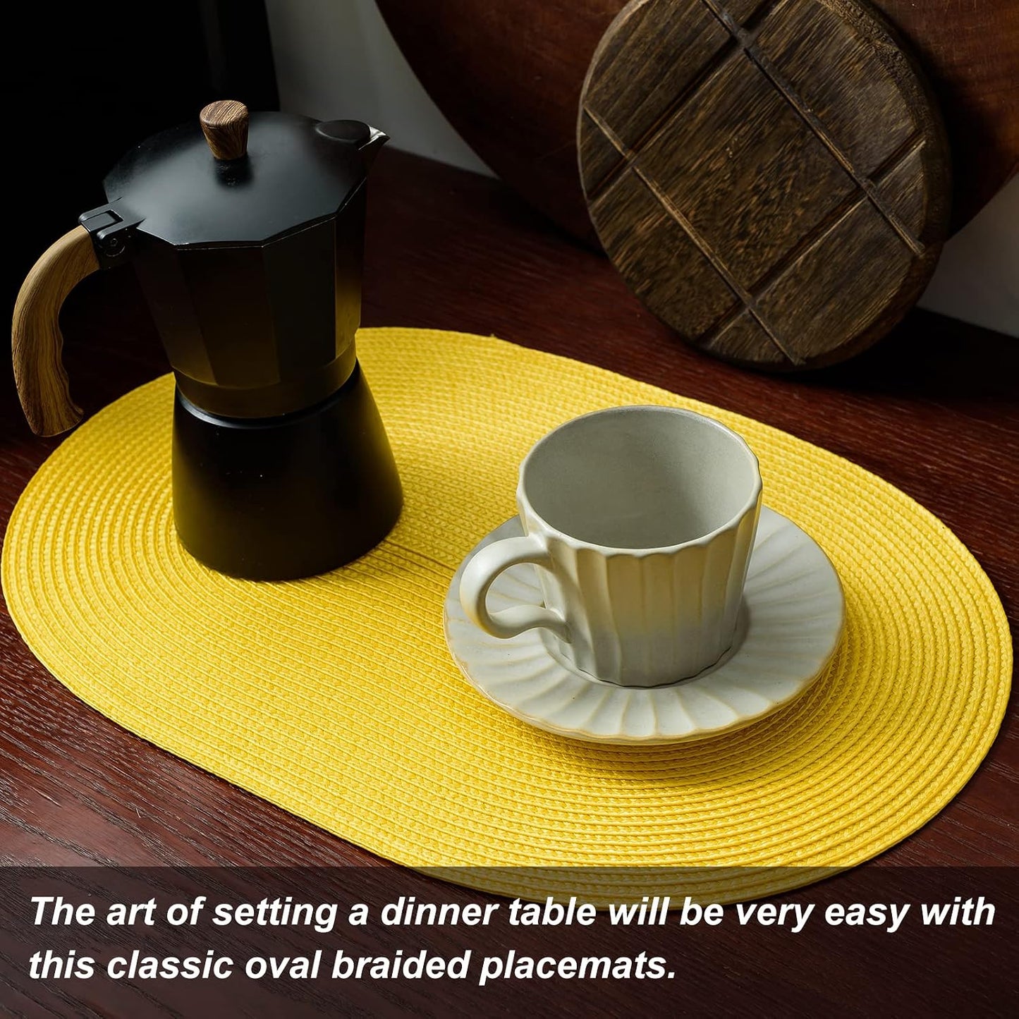 AHHFSMEI Placemats Set of 8 for Dining Table Washable Woven Vinyl Non-Slip 18x12 inches Placemat Heat-Resistant Durable
