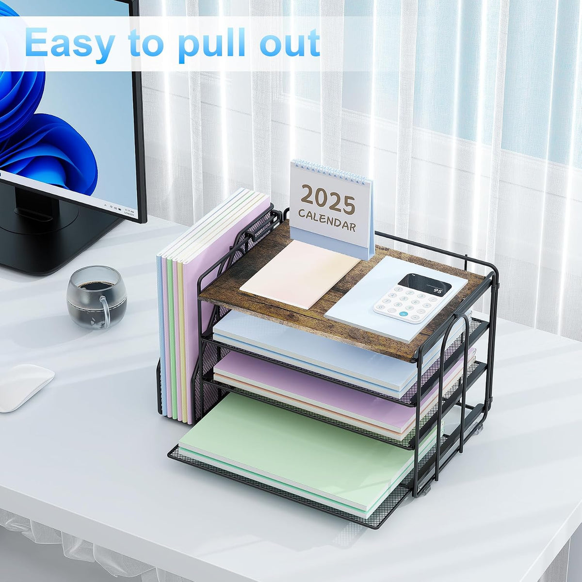 Spacrea 4 Tier Paper Organizer for Desk with File Organizer | Desk Organizers and Accessories Desk Accessories &