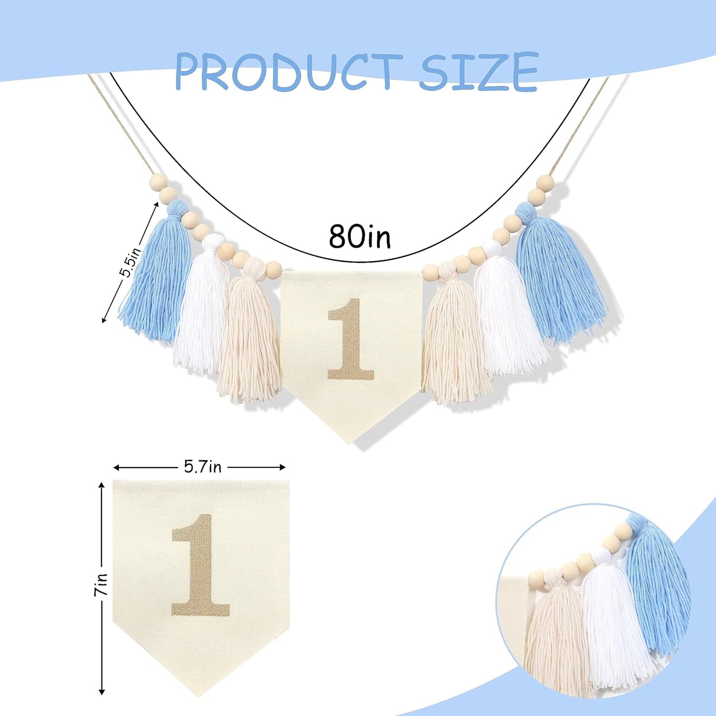 Wood Bead 1st Birthday Banner