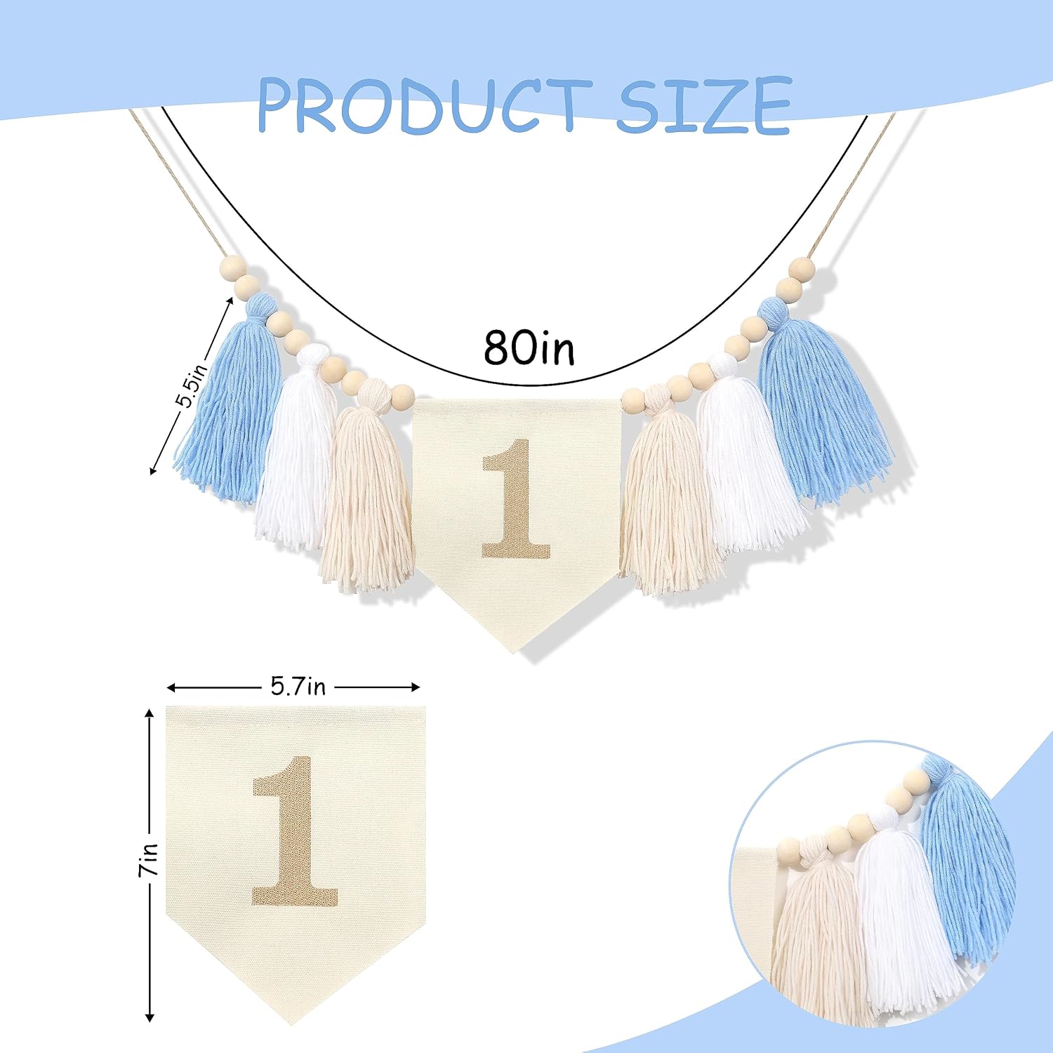 Wood Bead 1st Birthday Banner