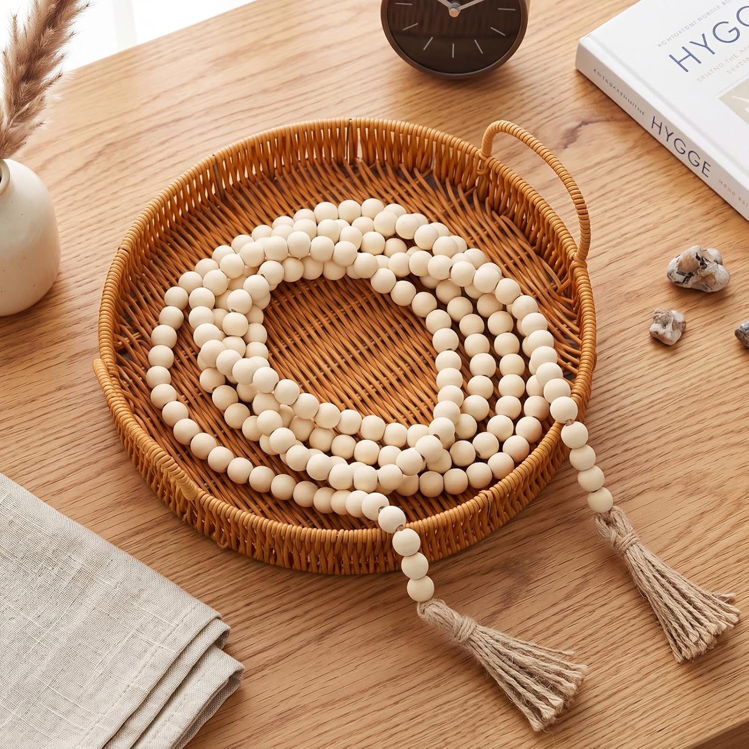 Wooden Bead Garland / Natural Wood Color