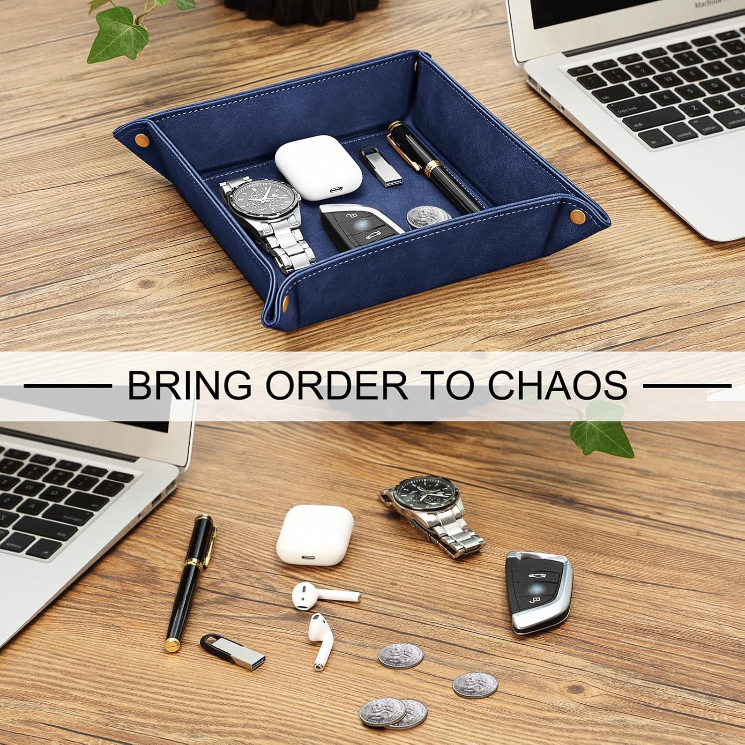 Valet Tray Desktop Storage Organizer / Dark Blue