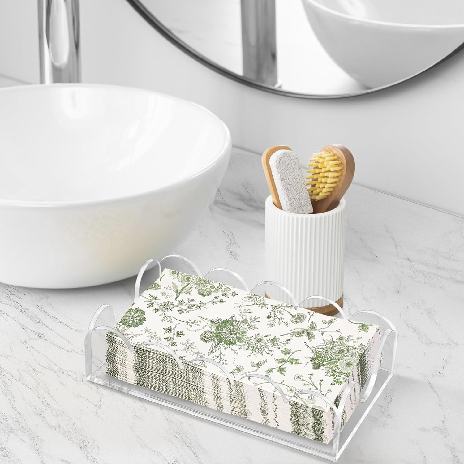 Acrylic Napkin Holder / Guest Towel Holder - Wave / Clear