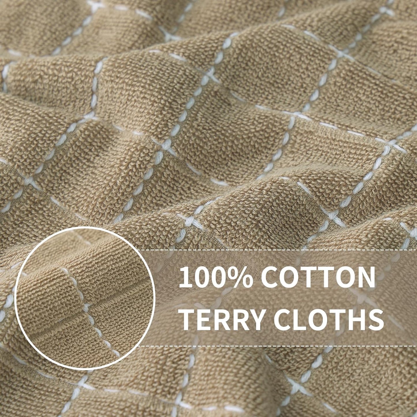 Homaxy 100% Cotton Terry Kitchen Towels, 6 Pack, Tan | Ultra Soft and Absorbent Dish Towels for Kitchen, Suitable for