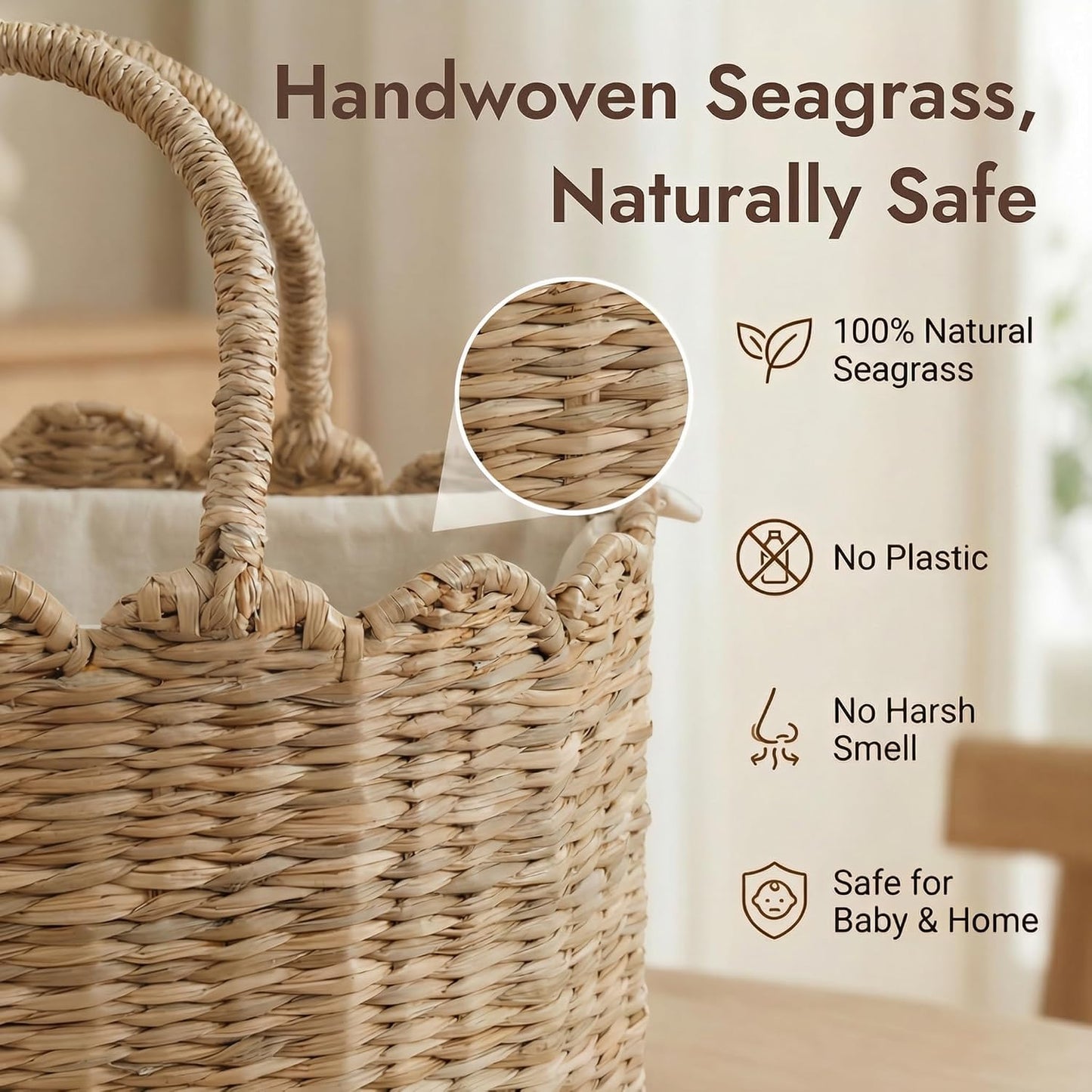 Seagrass Nursery Baby Basket for Baby Essentials / Meadownest