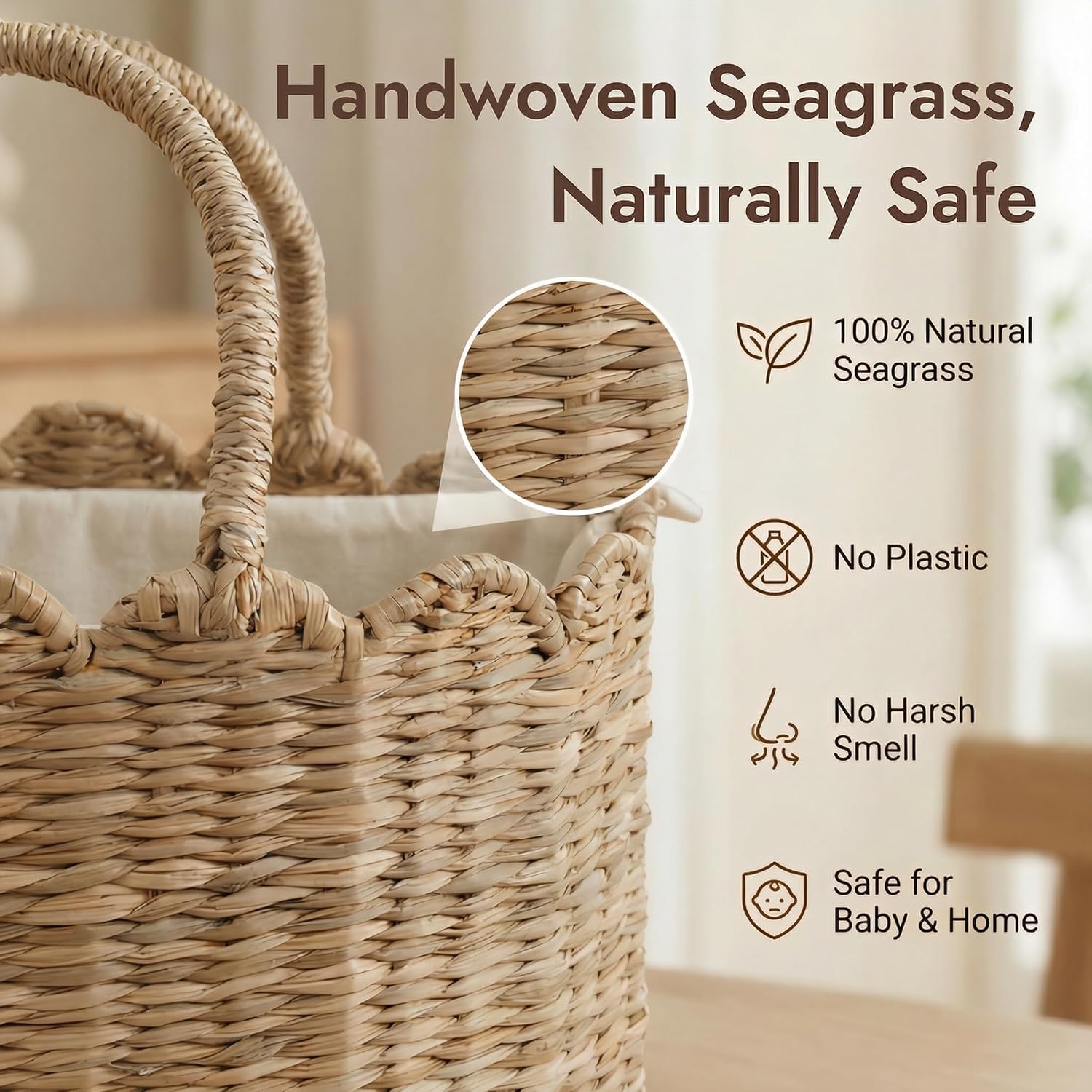 Seagrass Nursery Baby Basket for Baby Essentials / Meadownest