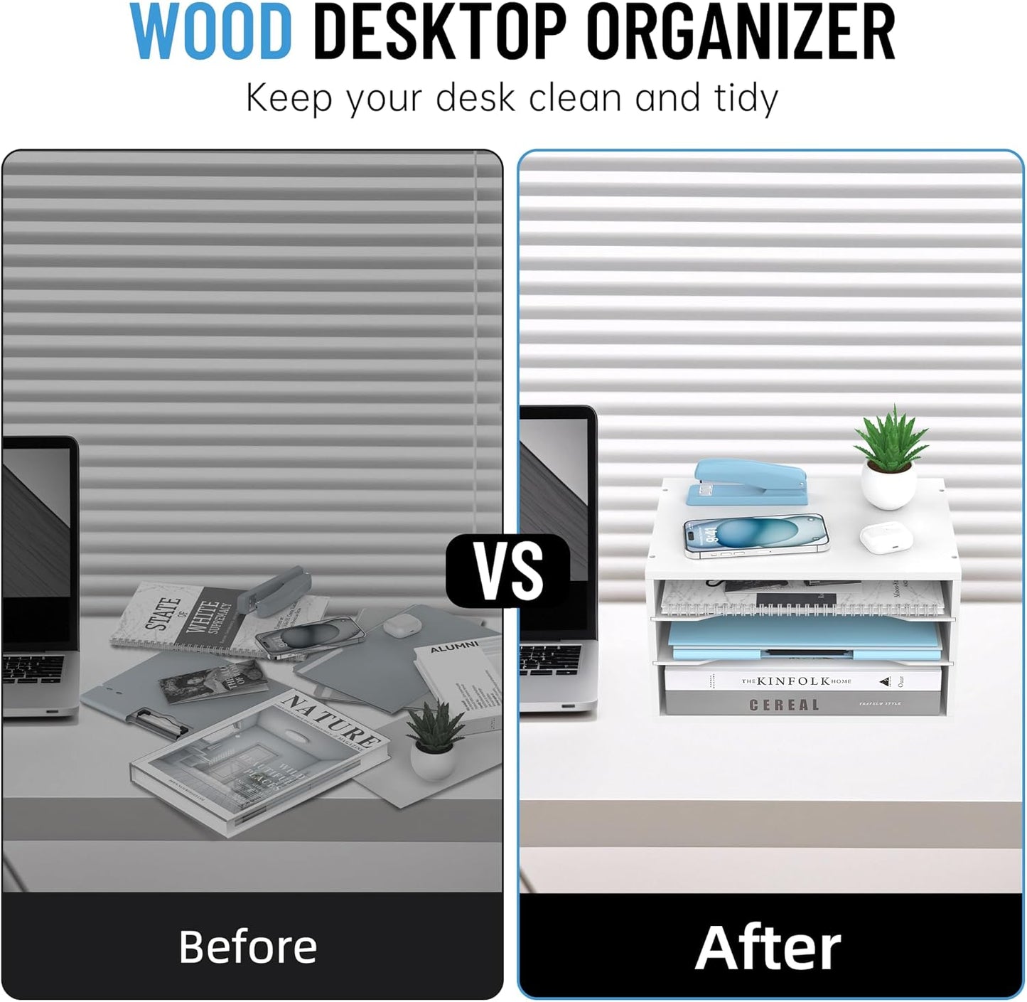 3-Tier Paper Organizer for Desk, Adjustable Mail Organizer, White | 3-Tier Paper Organizer and Mail Organizer for Desk