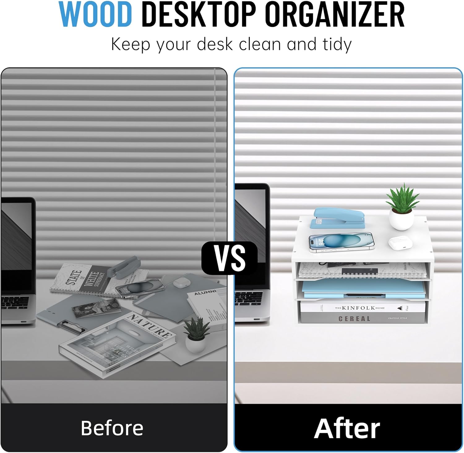 3-Tier Paper Organizer for Desk, Adjustable Mail Organizer, White | 3-Tier Paper Organizer and Mail Organizer for Desk