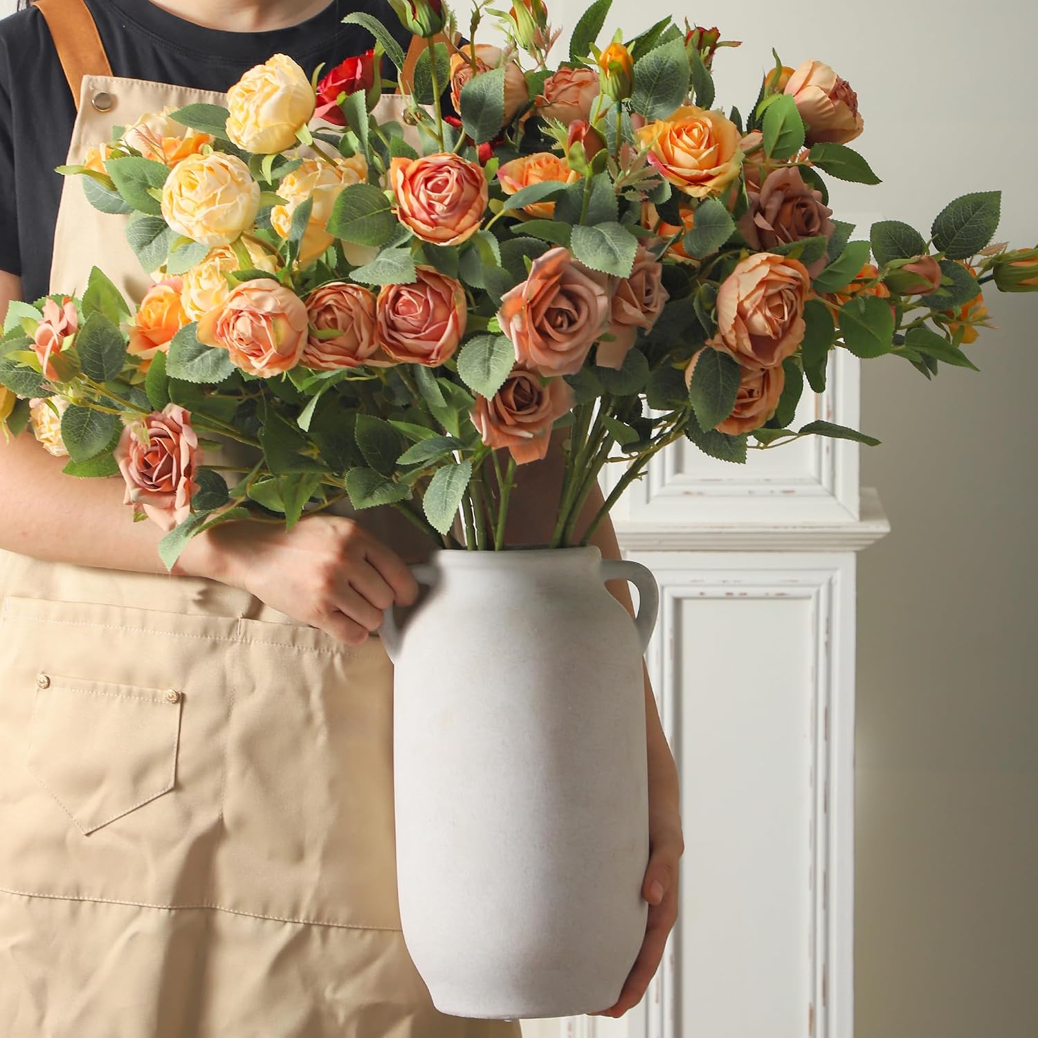 Tall Ceramic Farmhouse Rustic Table Vases / 12" Rustic / White / 12 Inch