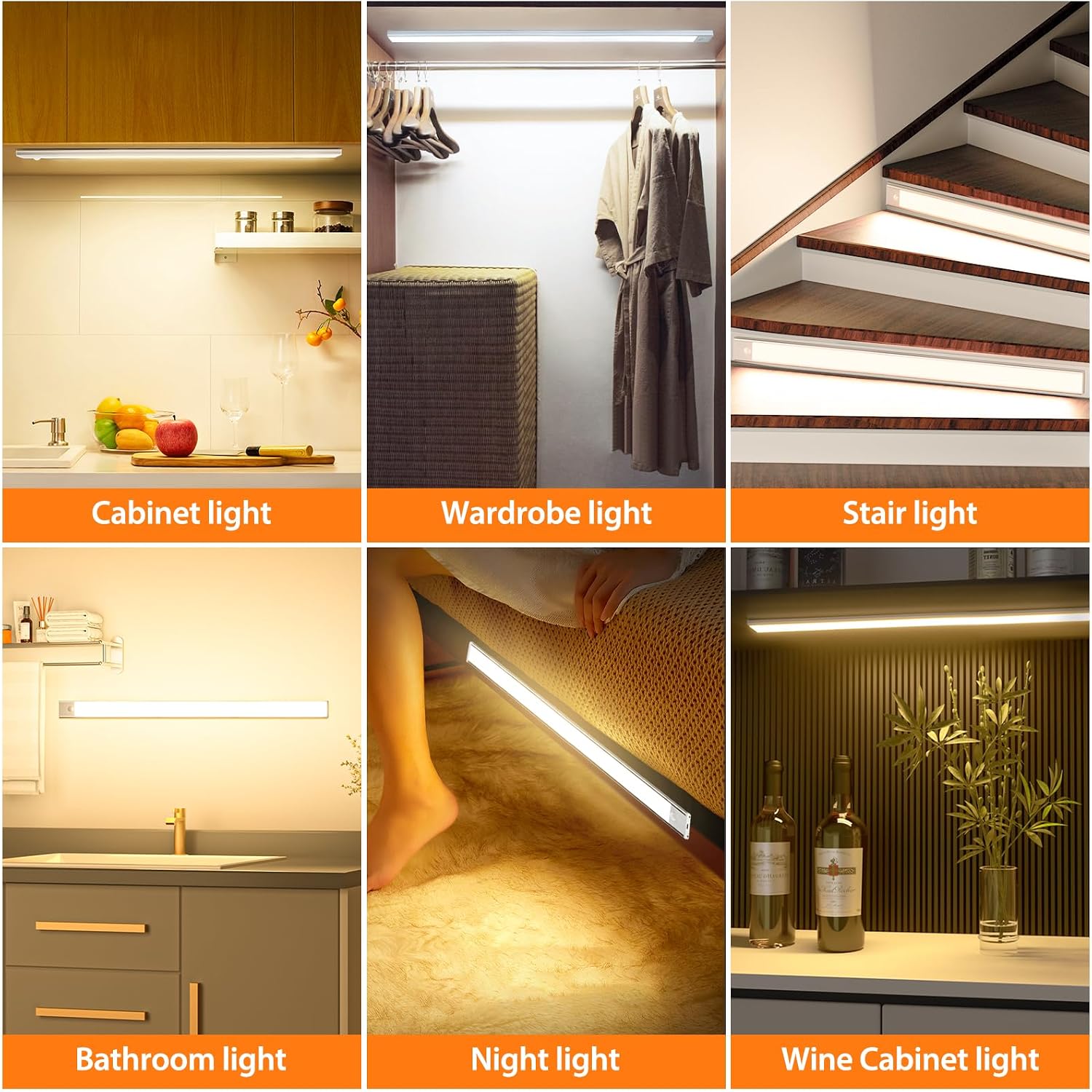 24IN Ultra Long Slim Under Cabinet Lighting, 106 LED 5000mAh 3 Color | 60cm Stepless Dimming Rechargeable Magnetic LED