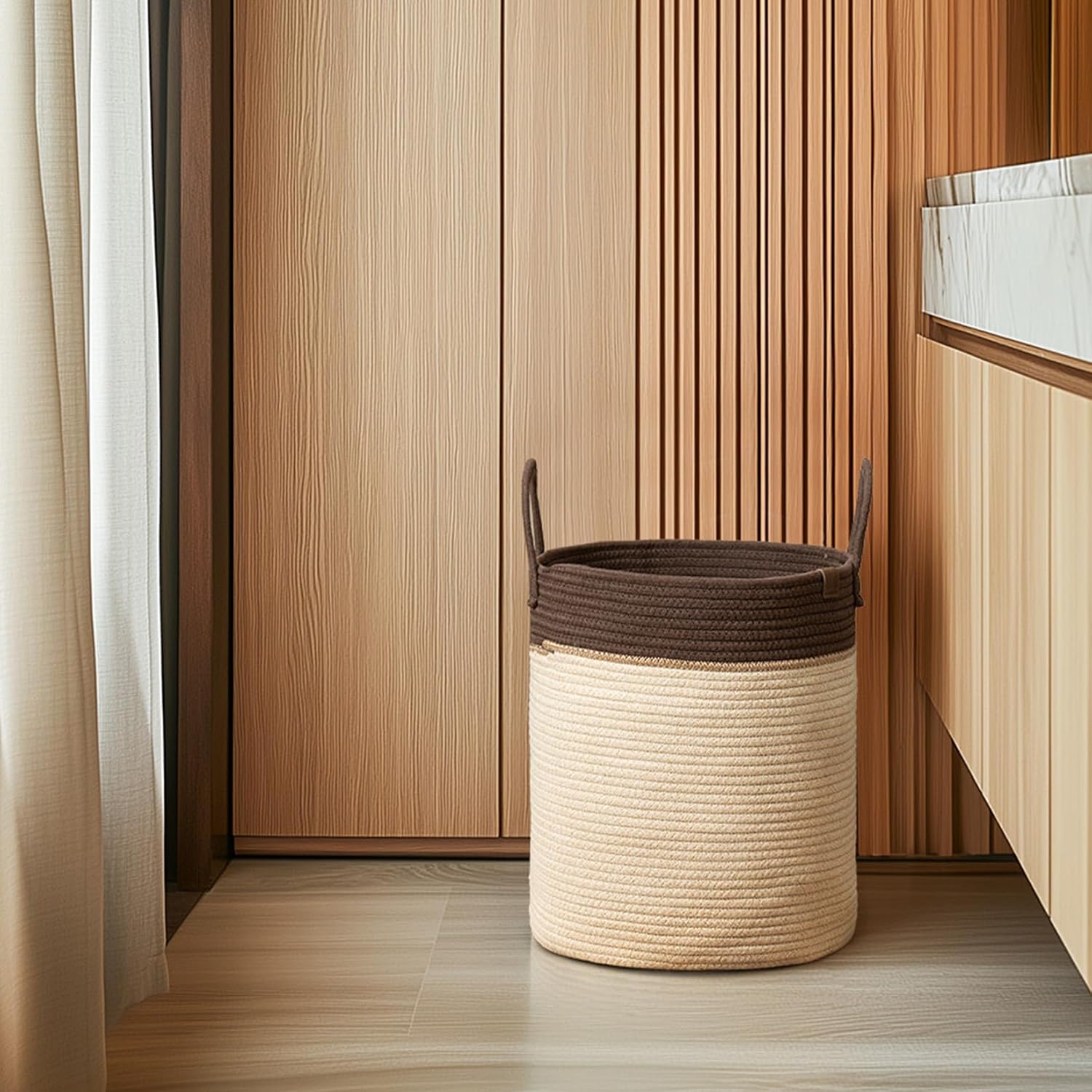 Woven Basket Rope Storage Baskets / Oatmeal / M