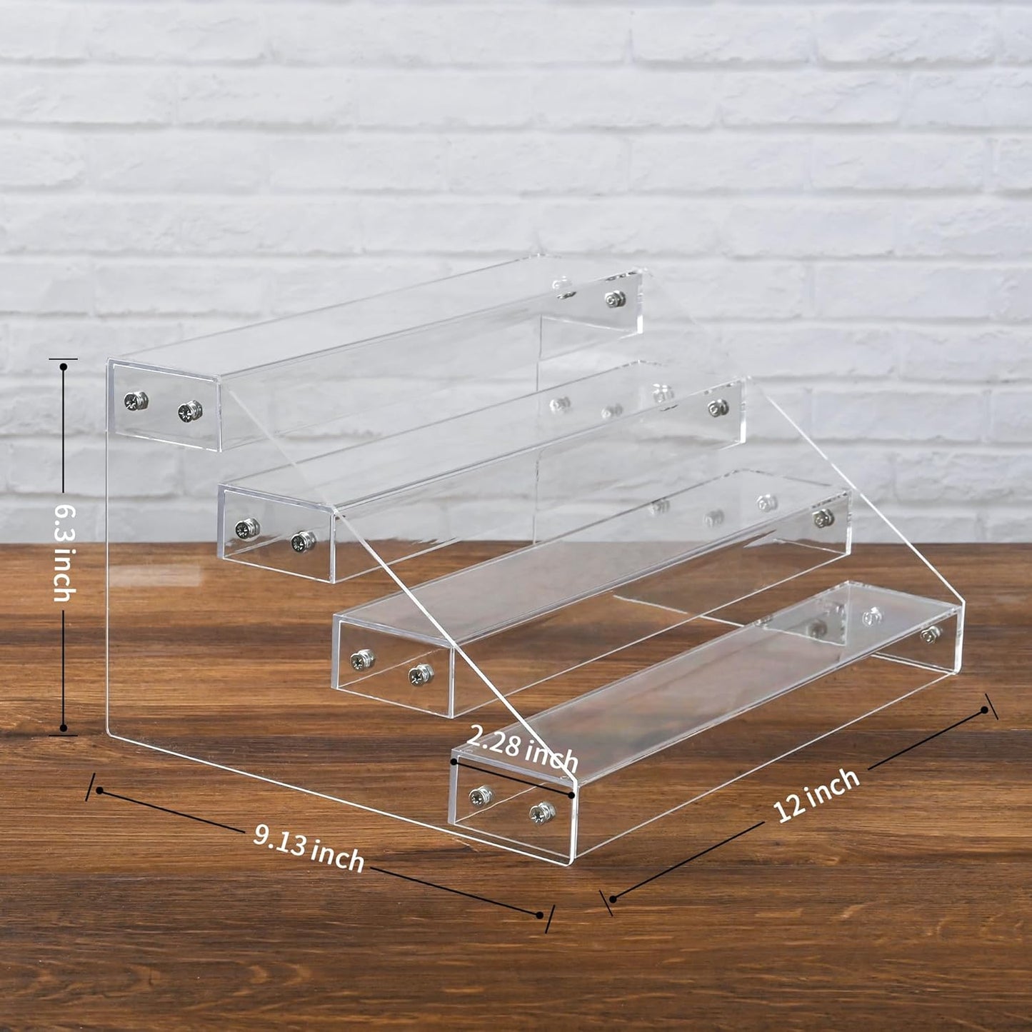 12" Acrylic Riser Display Stands / 12 x 9.13 x 6.3 / 4 Tier- X2.28 Inch / Clear