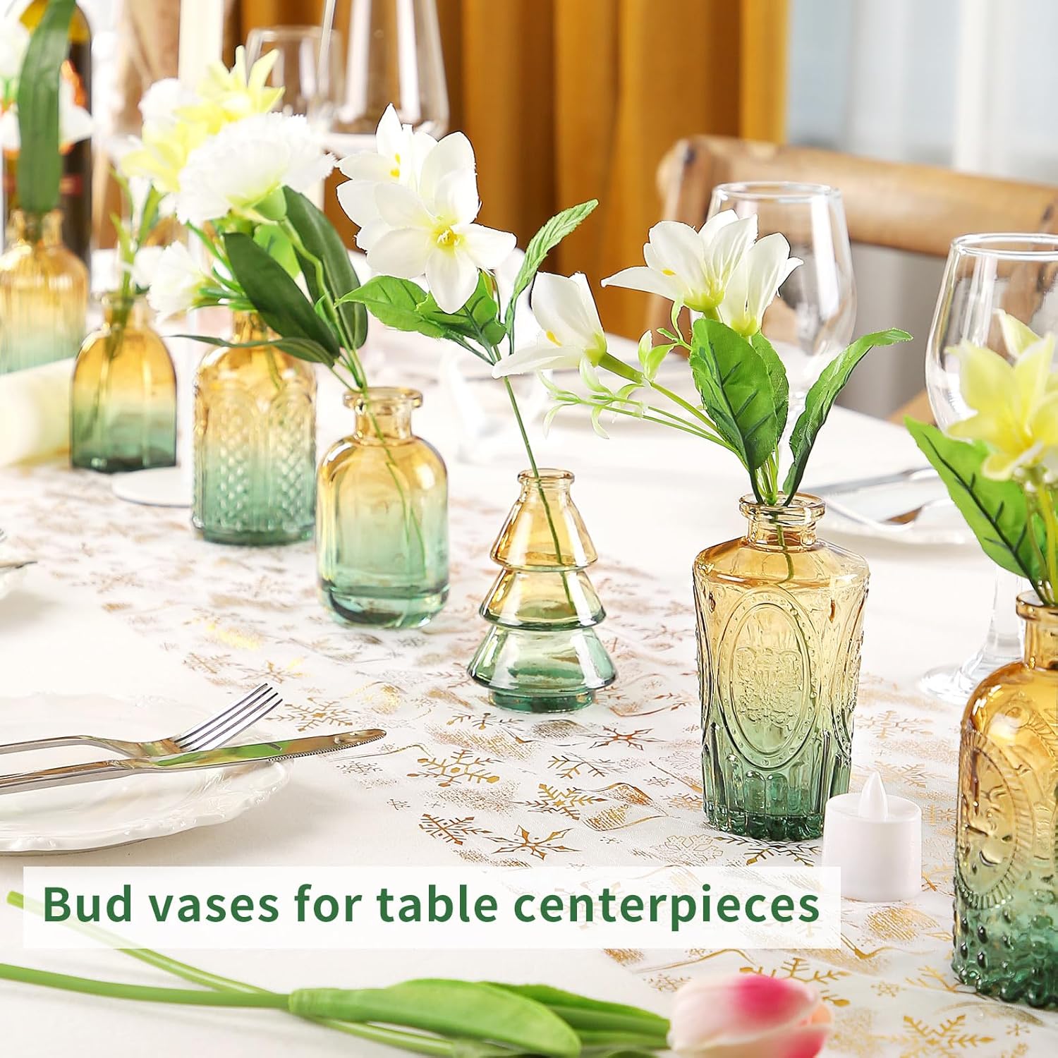 Glass Bud Vases in Bulk Pcs / Brown Green / Set of 30