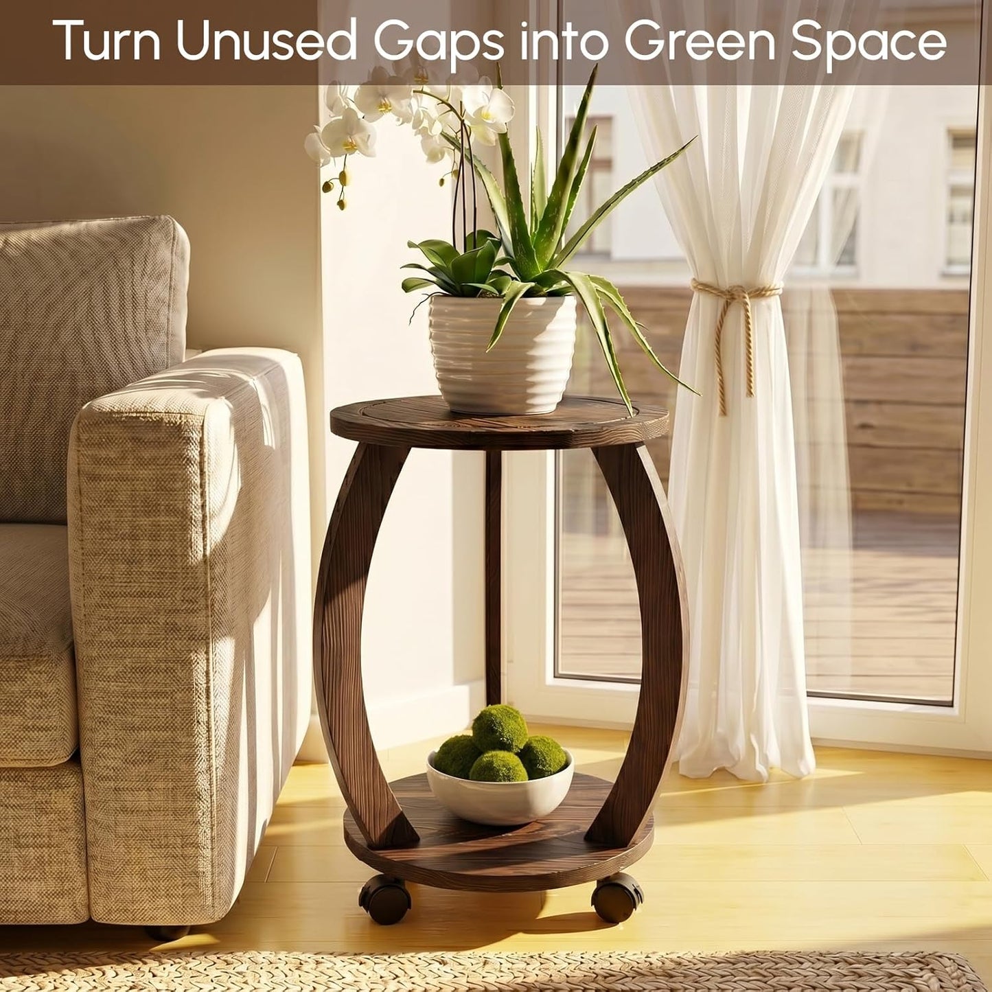 Mid-Century Modern Rustic Plant / Dark Brown / 12 Inch
