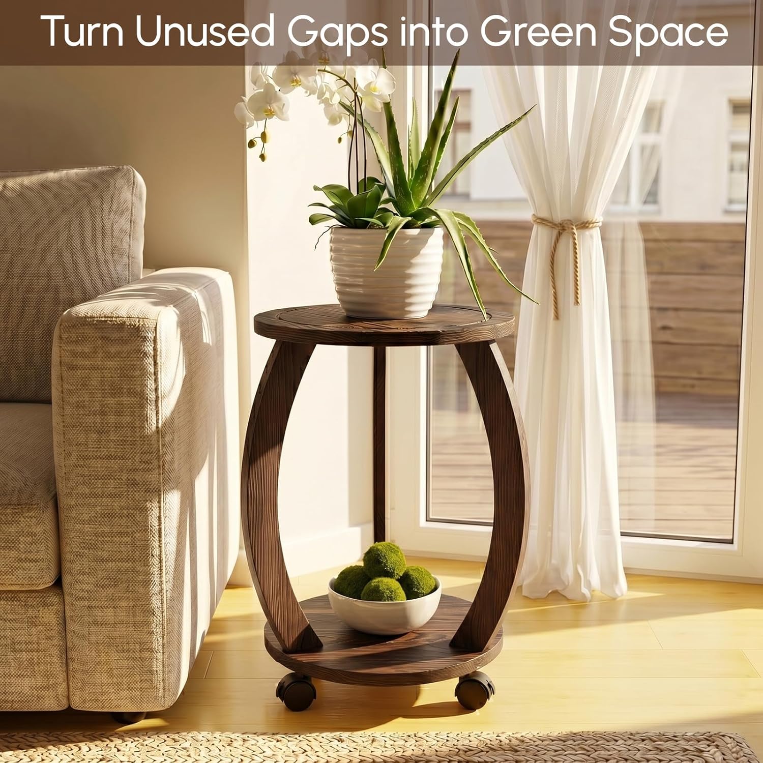 Mid-Century Modern Rustic Plant / Dark Brown / 12 Inch