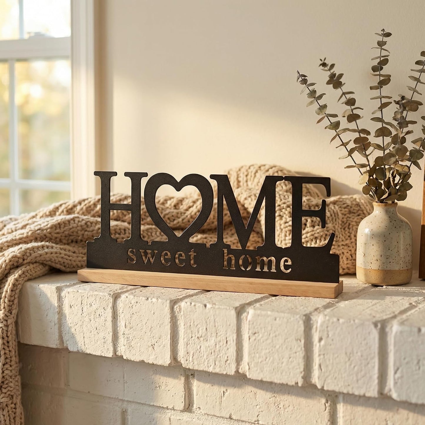 Metal Home Sweet Home Sign for Tabletop Decor / Black-home / 11.6 Inch