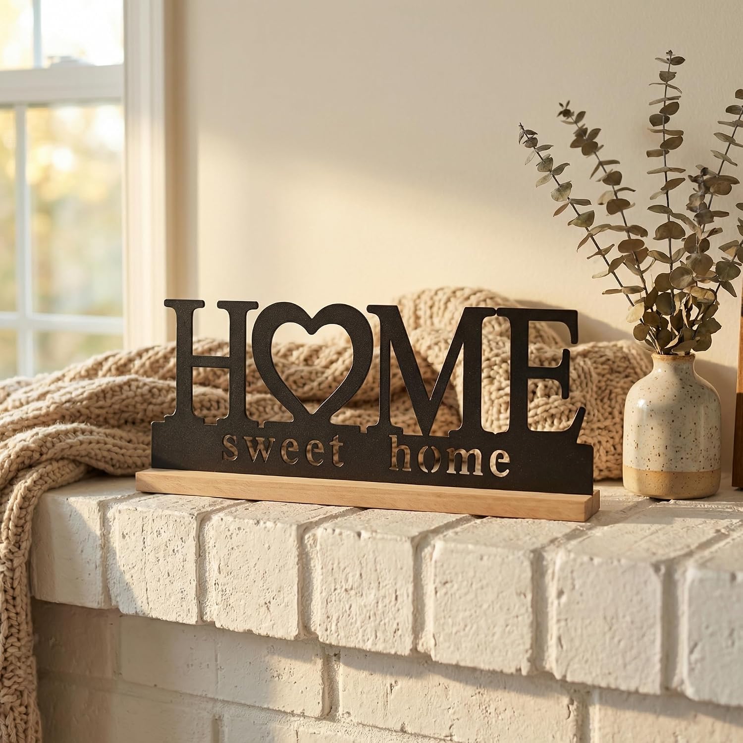 Metal Home Sweet Home Sign for Tabletop Decor / Black-home / 11.6 Inch