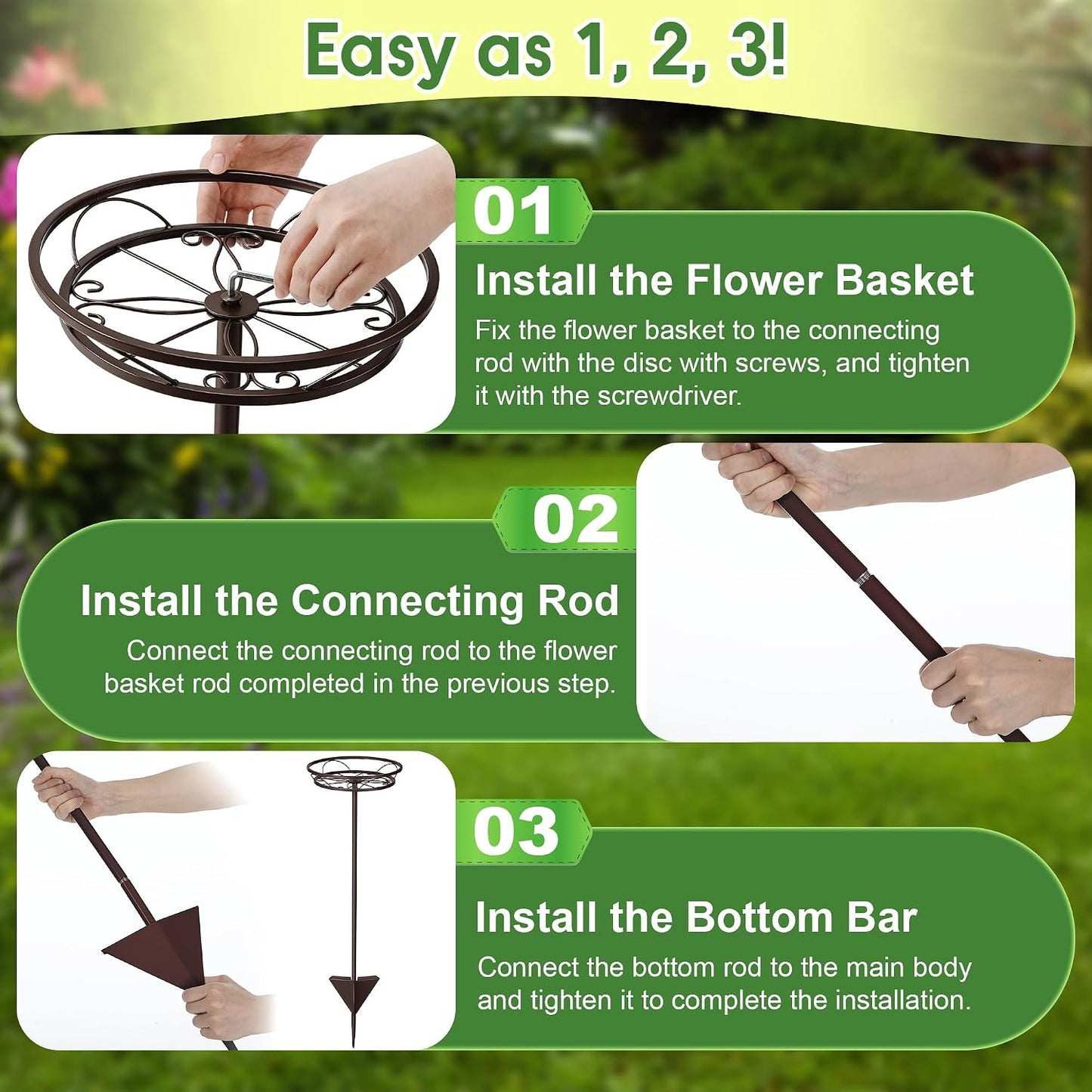 Tellingyou 4 Pack Adjustable Outdoor Flower Pot Stand, Plant Stands(Brown) | Metal, Spring Summer Versatile Plant