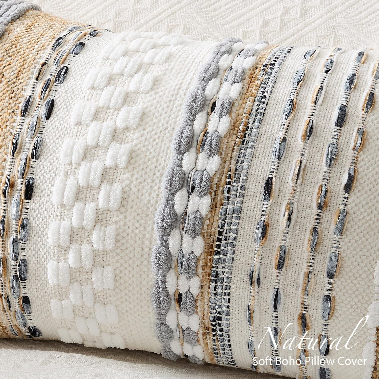Kevin Textile Spring Long Lumbar Pillow Cover Boho Decorative Rectangle Cushion / 36 x 14 / Beige