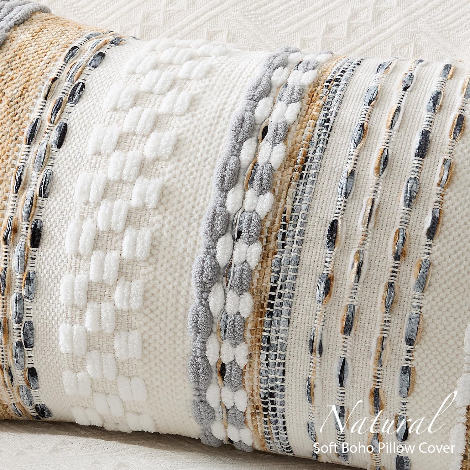 Kevin Textile Spring Long Lumbar Pillow Cover Boho Decorative Rectangle Cushion / 36 x 14 / Beige