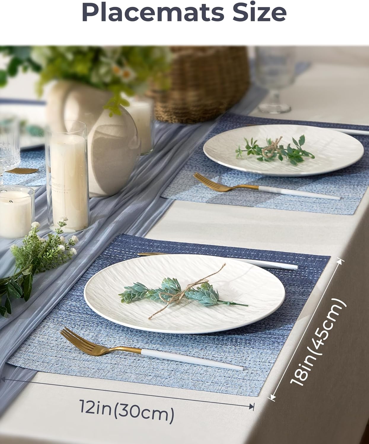 Gradient Blue Woven Placemats / D1- Gradient Blue / Set of 8