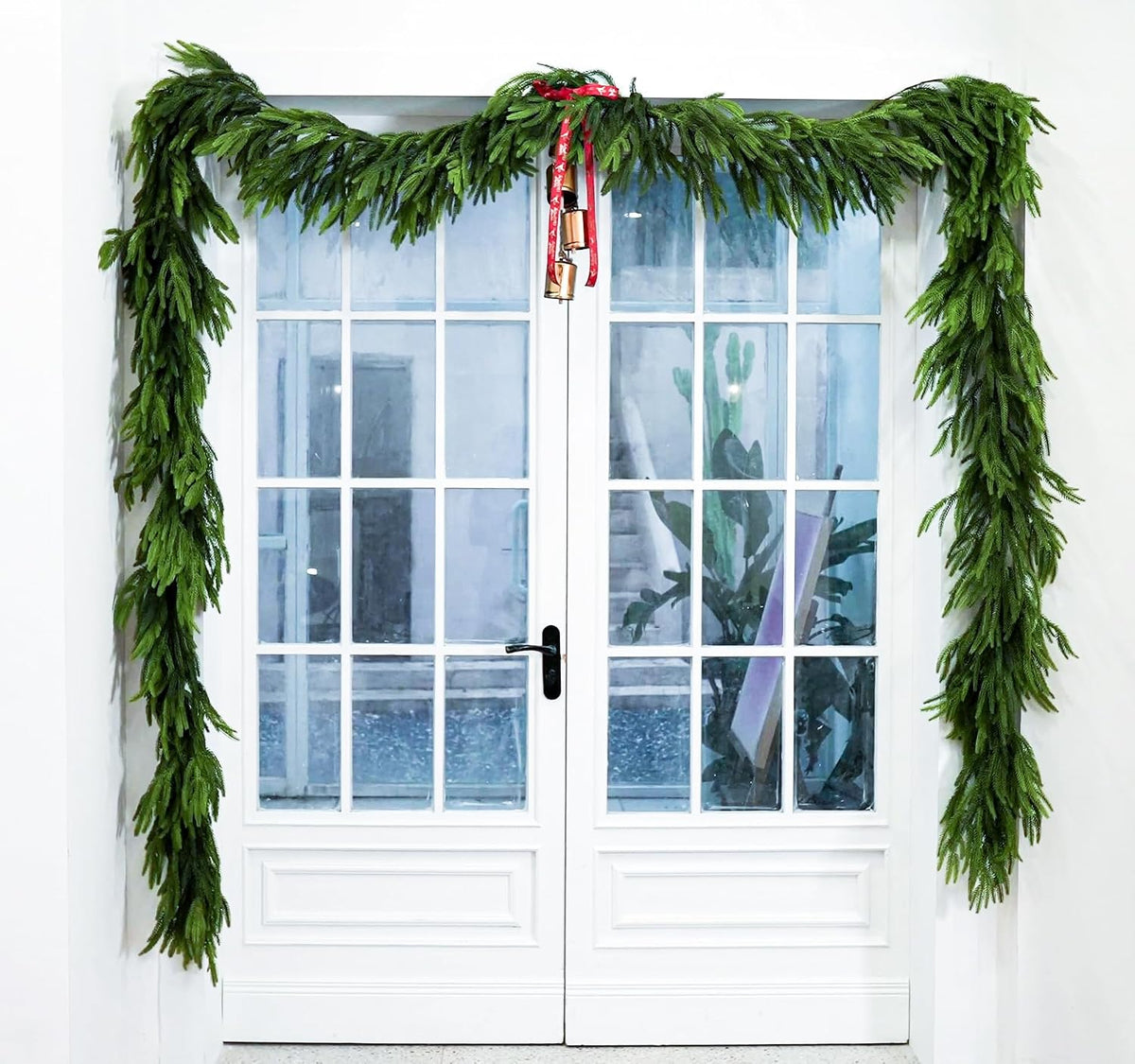 15FTx1 Extra Full Christmas Garland Real Touch Norfolk Pine Garland Christmas Decorations Realistic Greenery Garlands