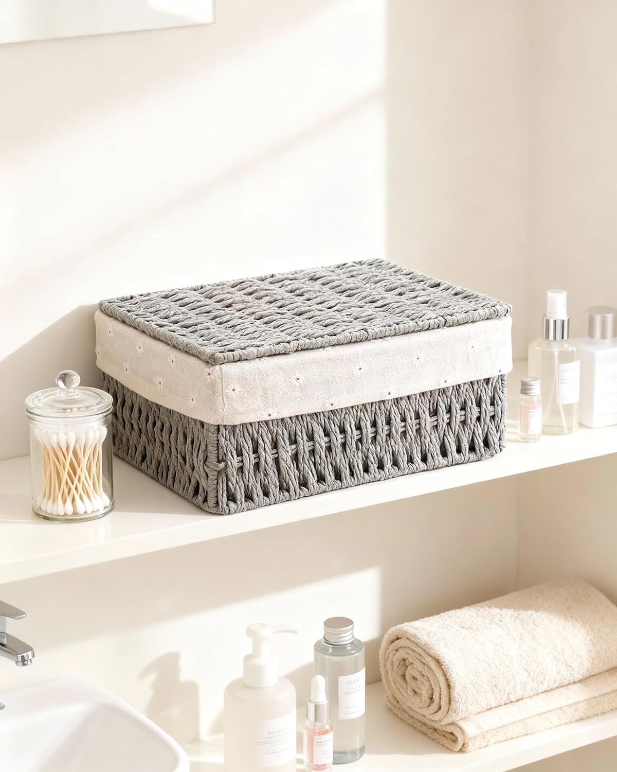 Woven Storage Basket / Grey / 7 x 4.3 x 3