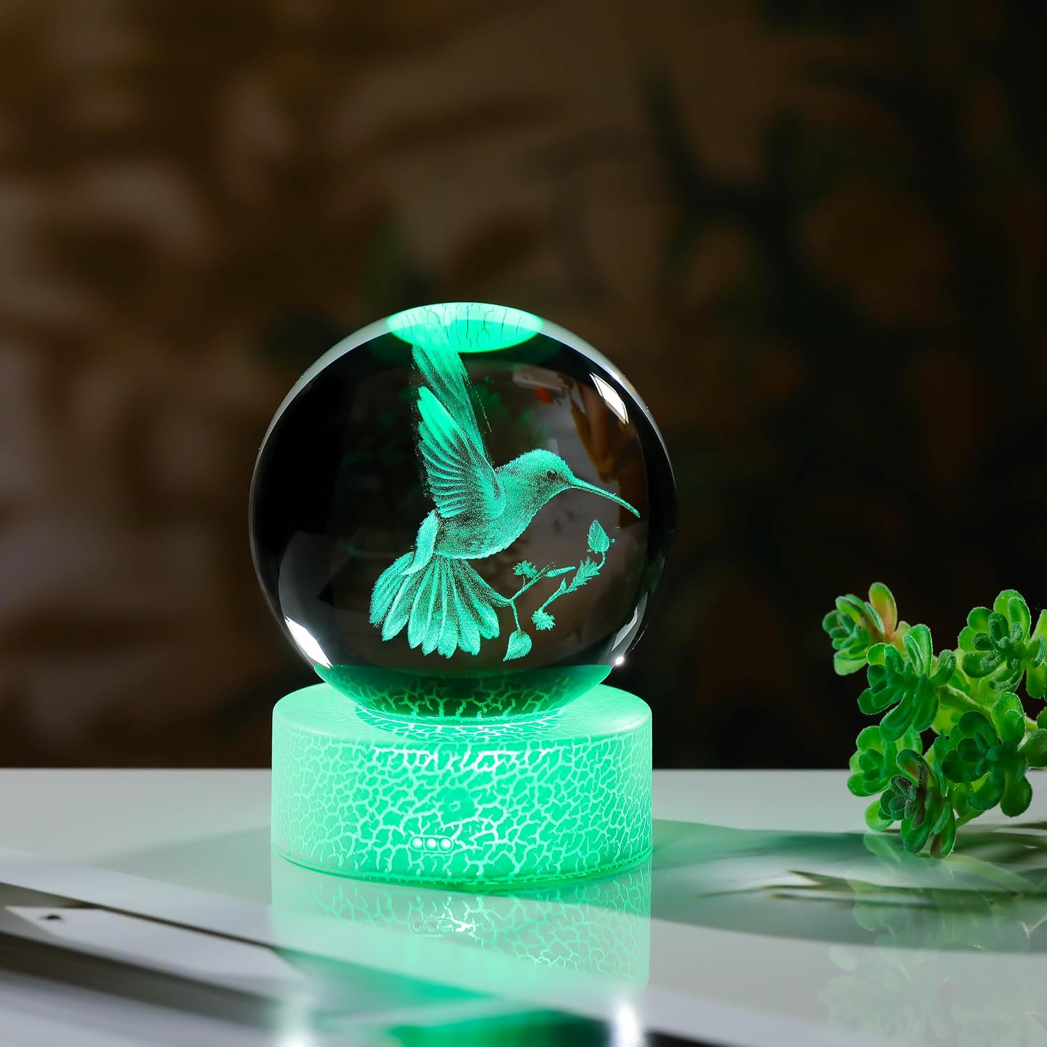 Crystals Ball Hummingbird Figurines Decor Glass Animals Figurine Keepsake / 80mm-hummingbird Big