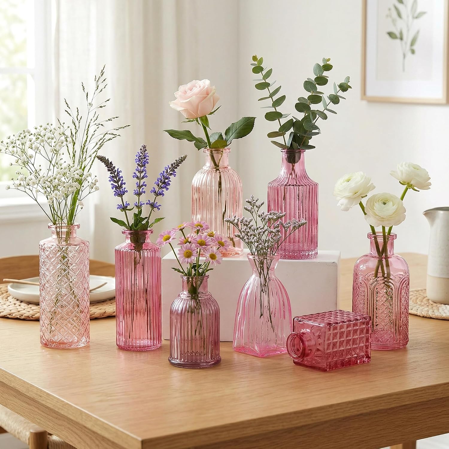 Pink Glass Bud Vases / Pink Series / Set of 30